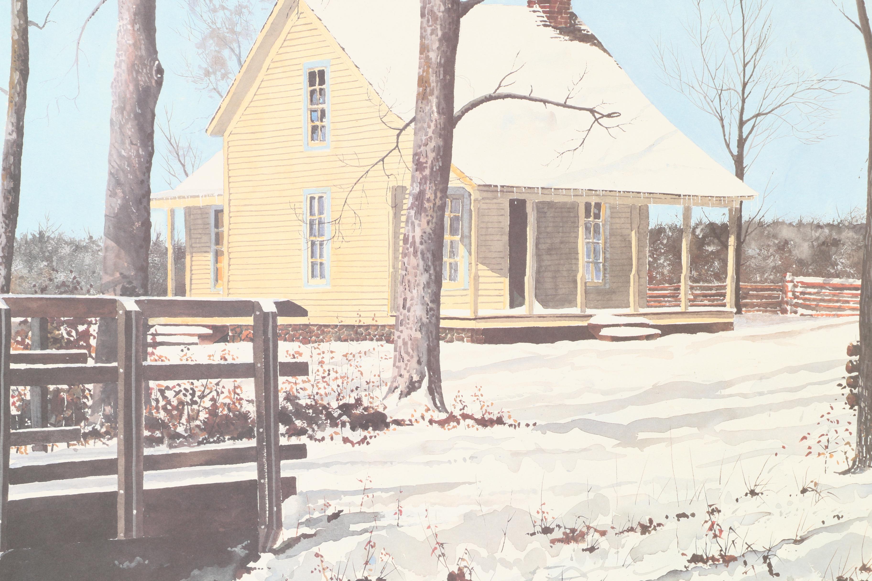 Jerry M. Ellis Limited Edition Signed Offset LIthograph "1881 Moses Carver House" and Ten Assorted Pen and Ink Drawings by Jimmy Gary