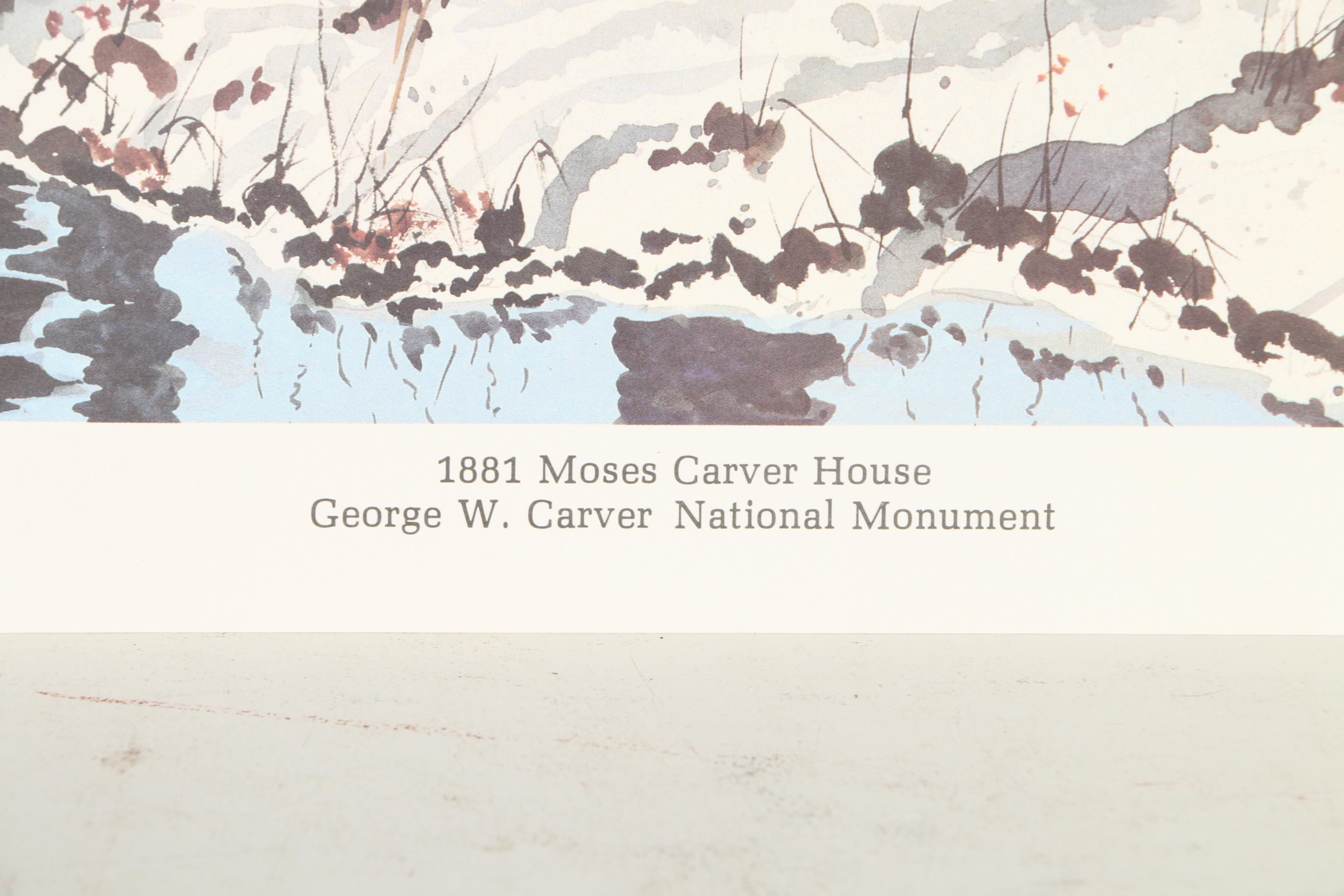 Jerry M. Ellis Limited Edition Signed Offset LIthograph "1881 Moses Carver House" and Ten Assorted Pen and Ink Drawings by Jimmy Gary