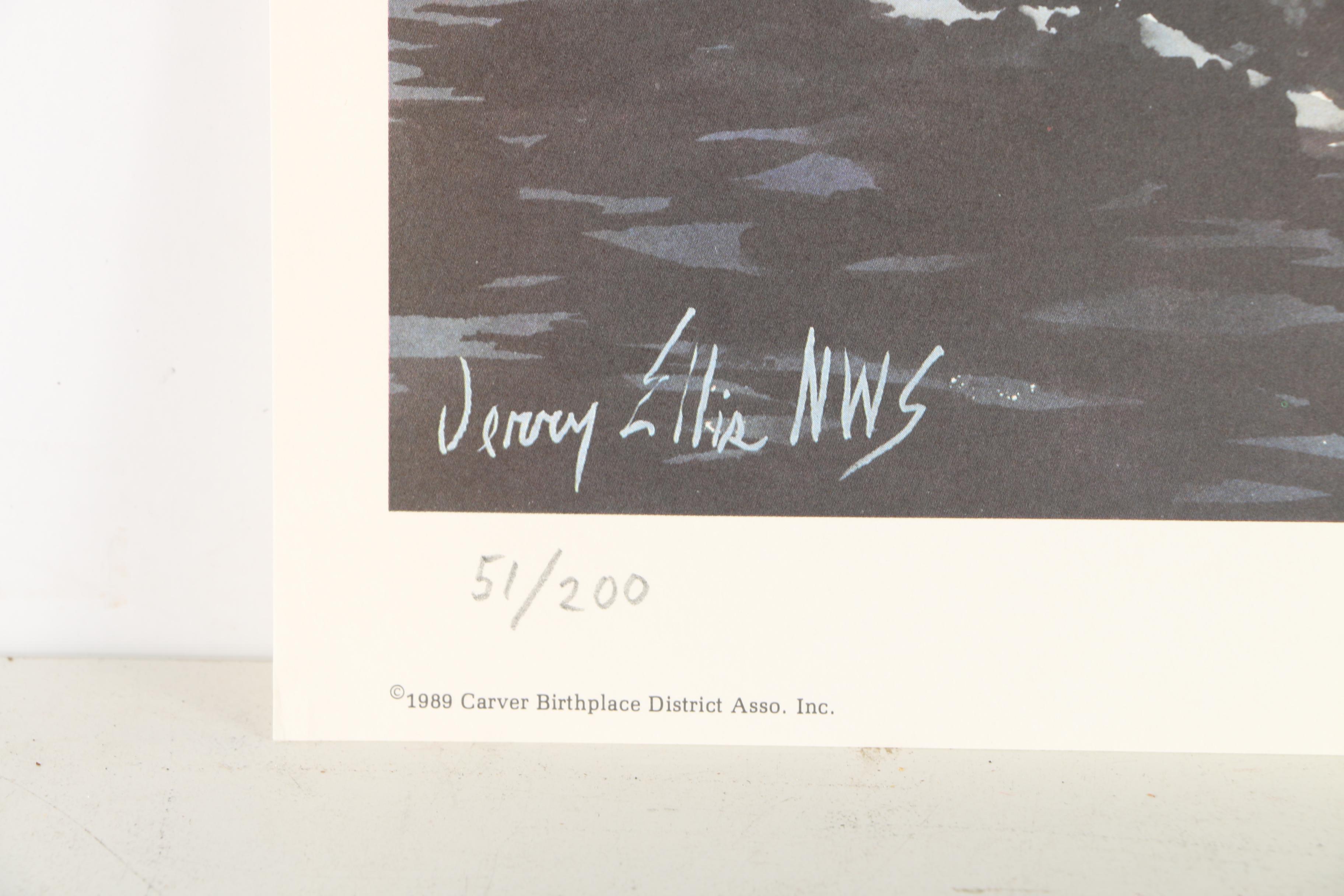 Jerry M. Ellis Limited Edition Signed Offset LIthograph "1881 Moses Carver House" and Ten Assorted Pen and Ink Drawings by Jimmy Gary