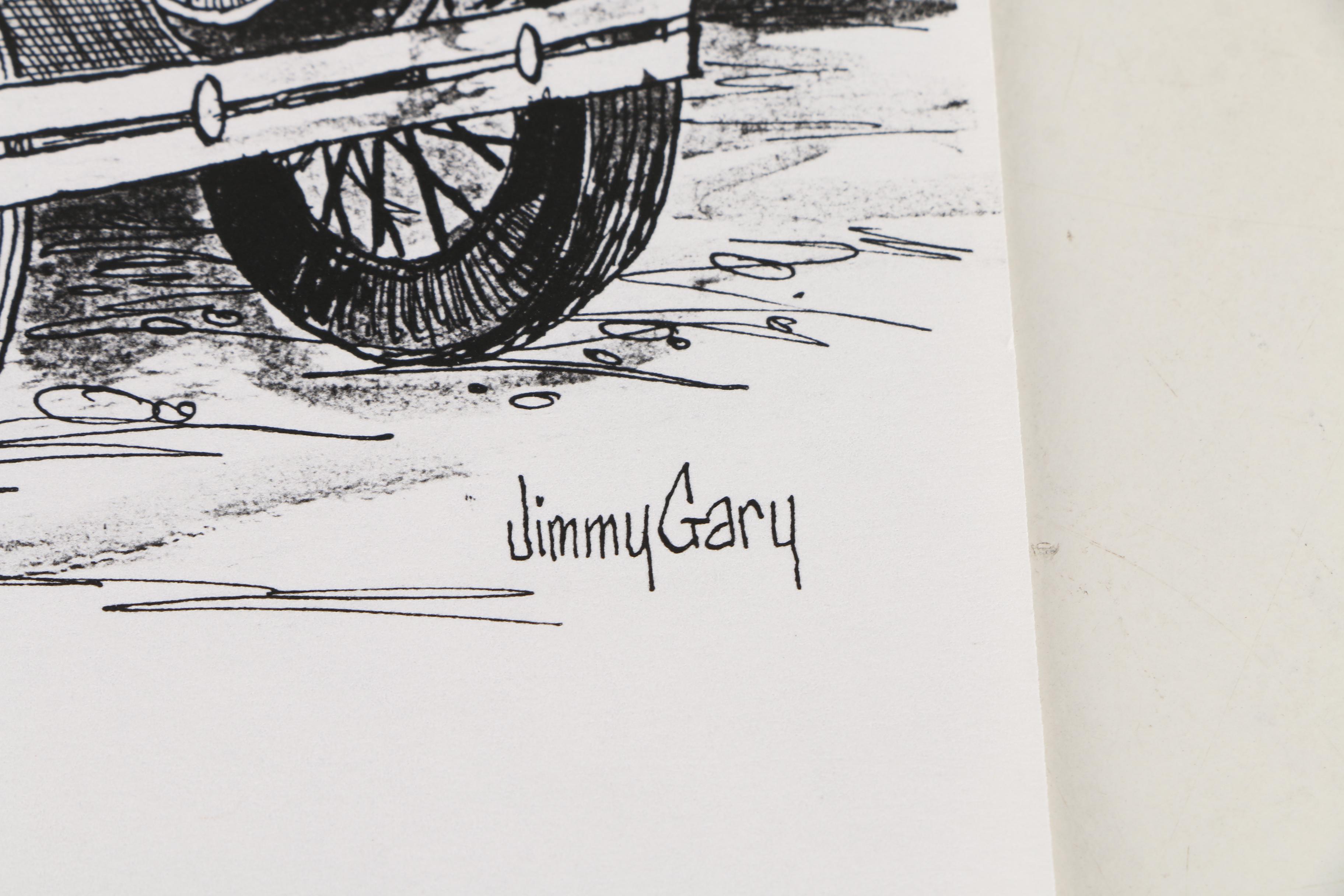 Jerry M. Ellis Limited Edition Signed Offset LIthograph "1881 Moses Carver House" and Ten Assorted Pen and Ink Drawings by Jimmy Gary