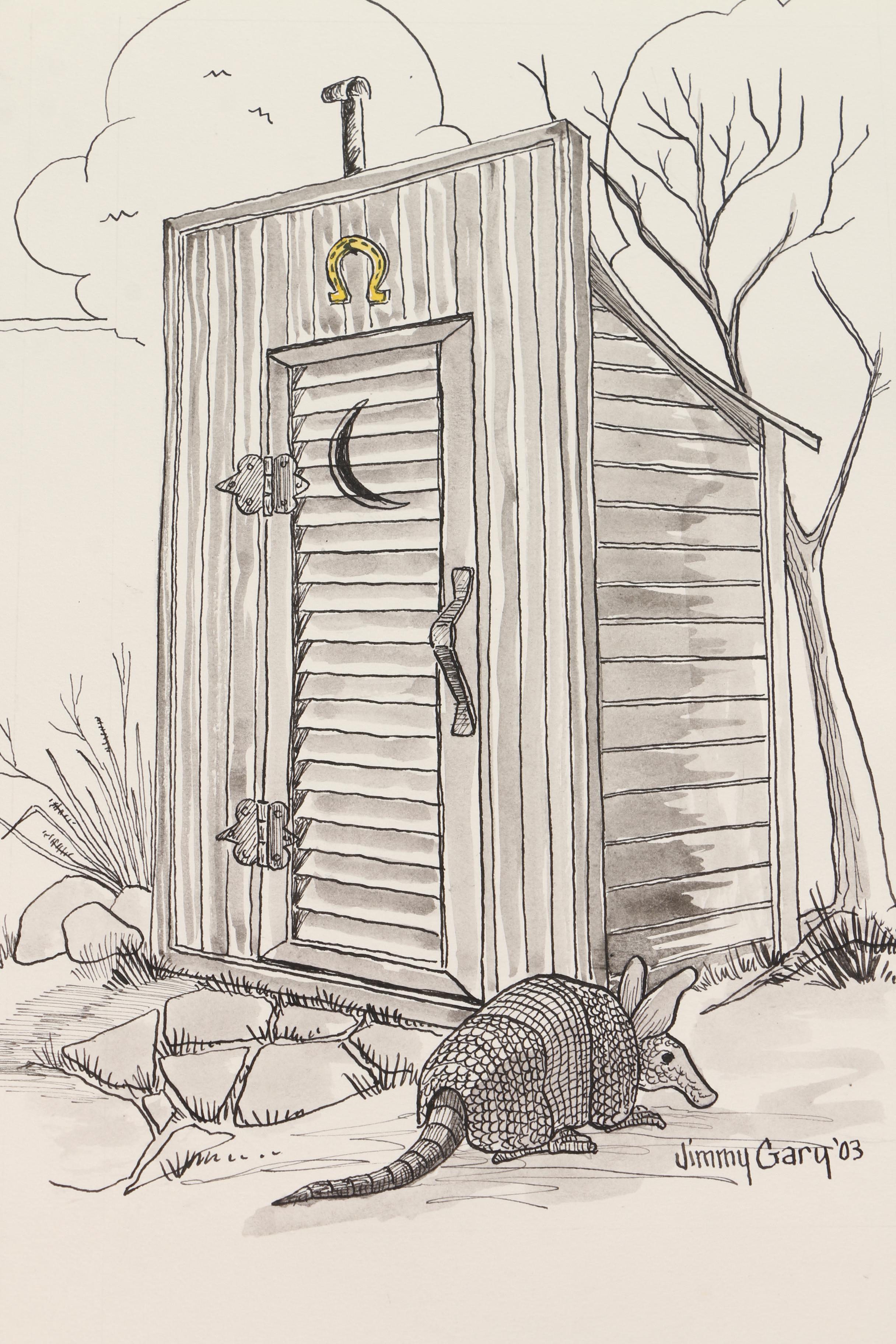 Jerry M. Ellis Limited Edition Signed Offset LIthograph "1881 Moses Carver House" and Ten Assorted Pen and Ink Drawings by Jimmy Gary