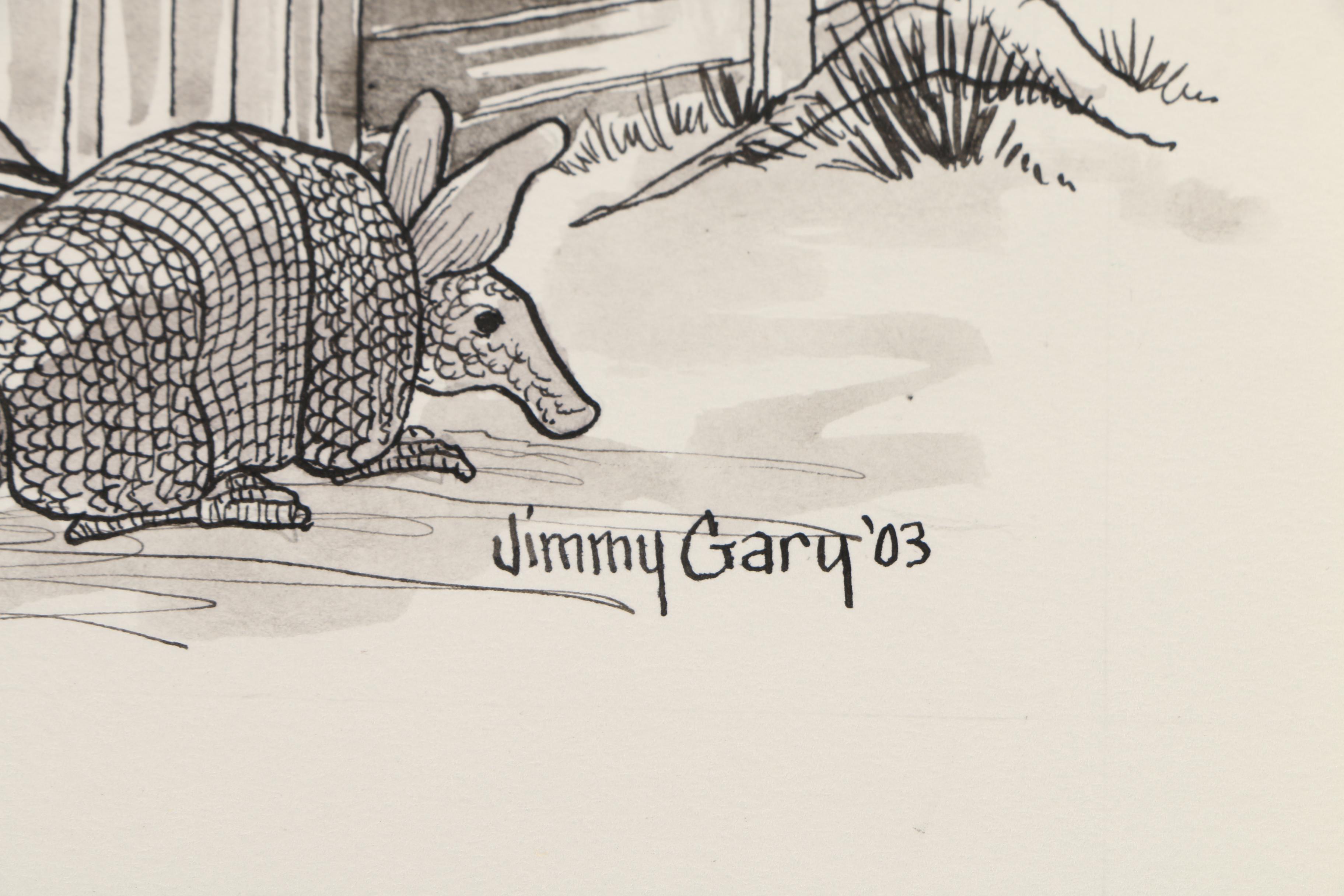 Jerry M. Ellis Limited Edition Signed Offset LIthograph "1881 Moses Carver House" and Ten Assorted Pen and Ink Drawings by Jimmy Gary