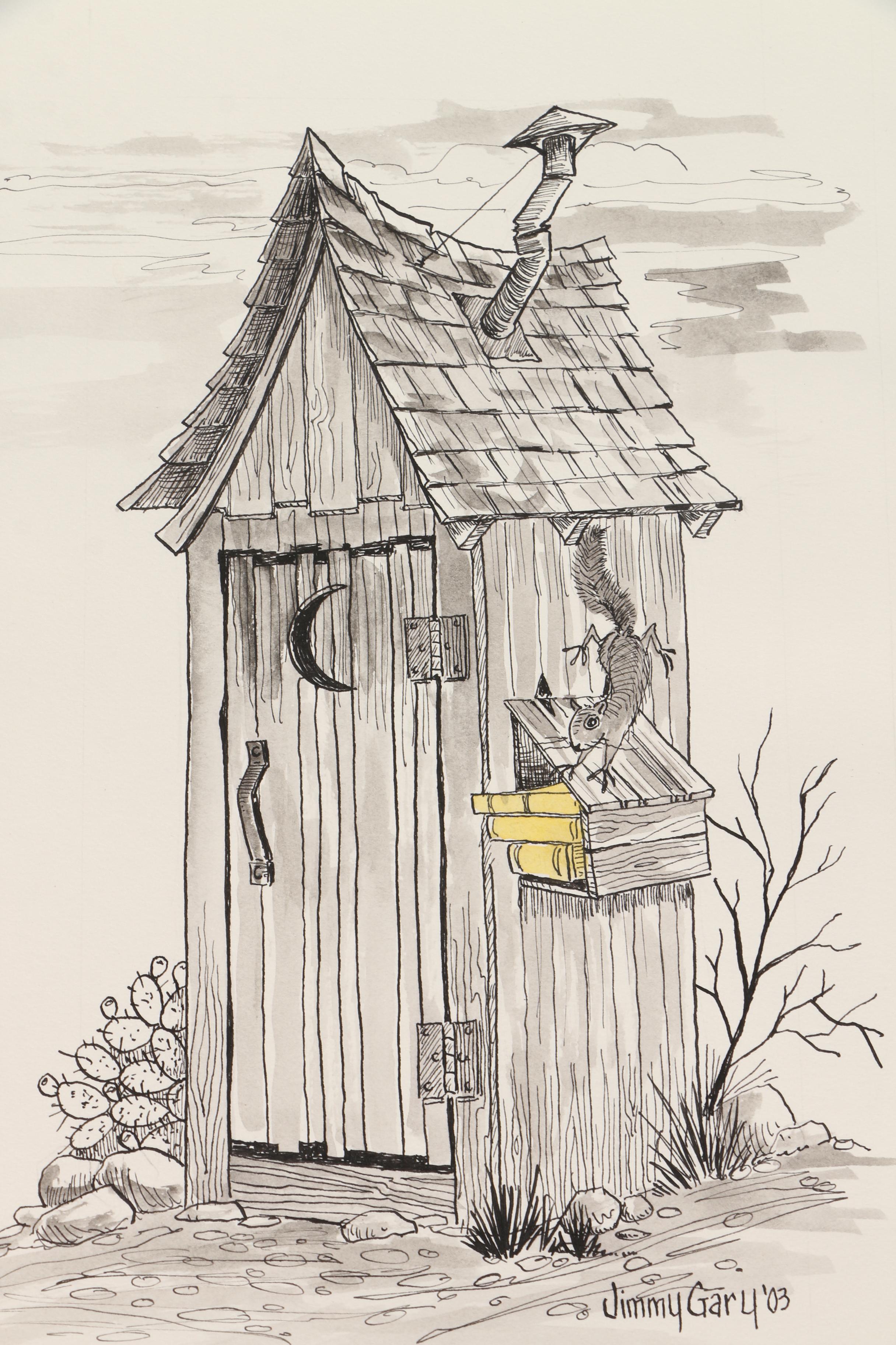 Jerry M. Ellis Limited Edition Signed Offset LIthograph "1881 Moses Carver House" and Ten Assorted Pen and Ink Drawings by Jimmy Gary