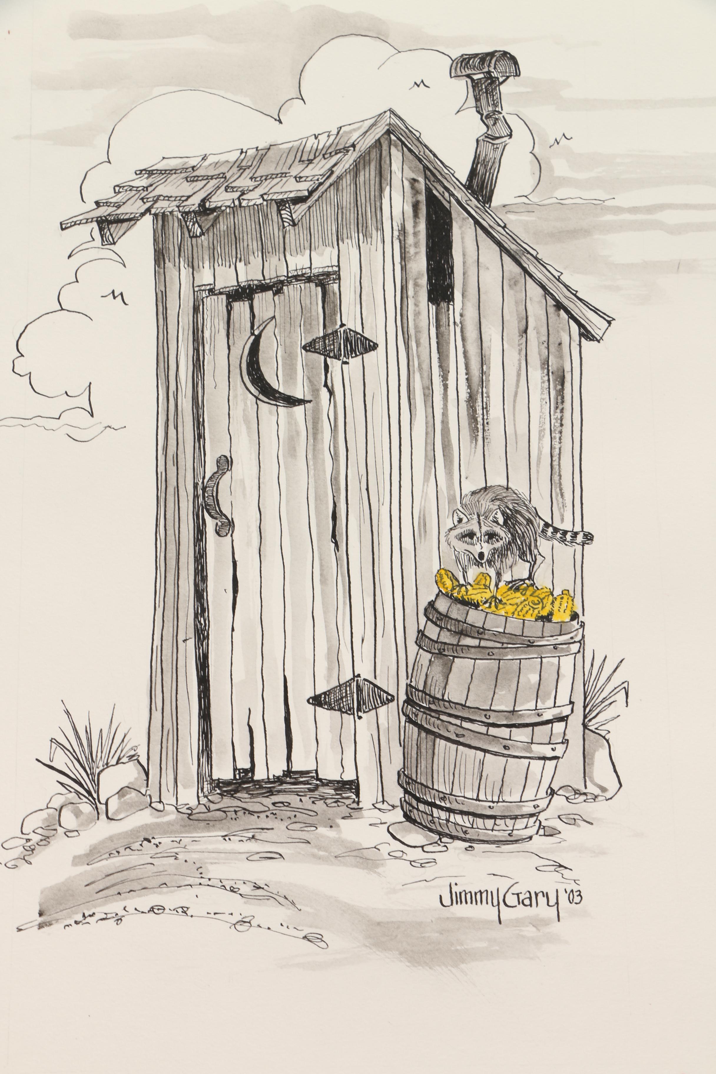 Jerry M. Ellis Limited Edition Signed Offset LIthograph "1881 Moses Carver House" and Ten Assorted Pen and Ink Drawings by Jimmy Gary