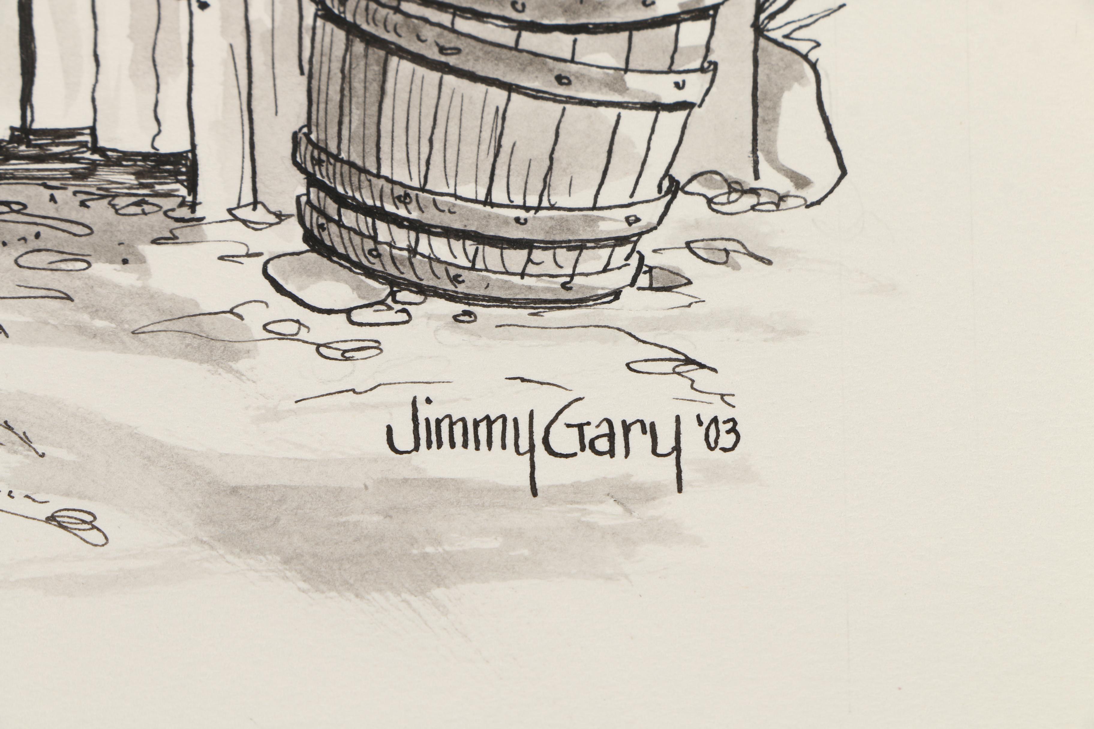 Jerry M. Ellis Limited Edition Signed Offset LIthograph "1881 Moses Carver House" and Ten Assorted Pen and Ink Drawings by Jimmy Gary