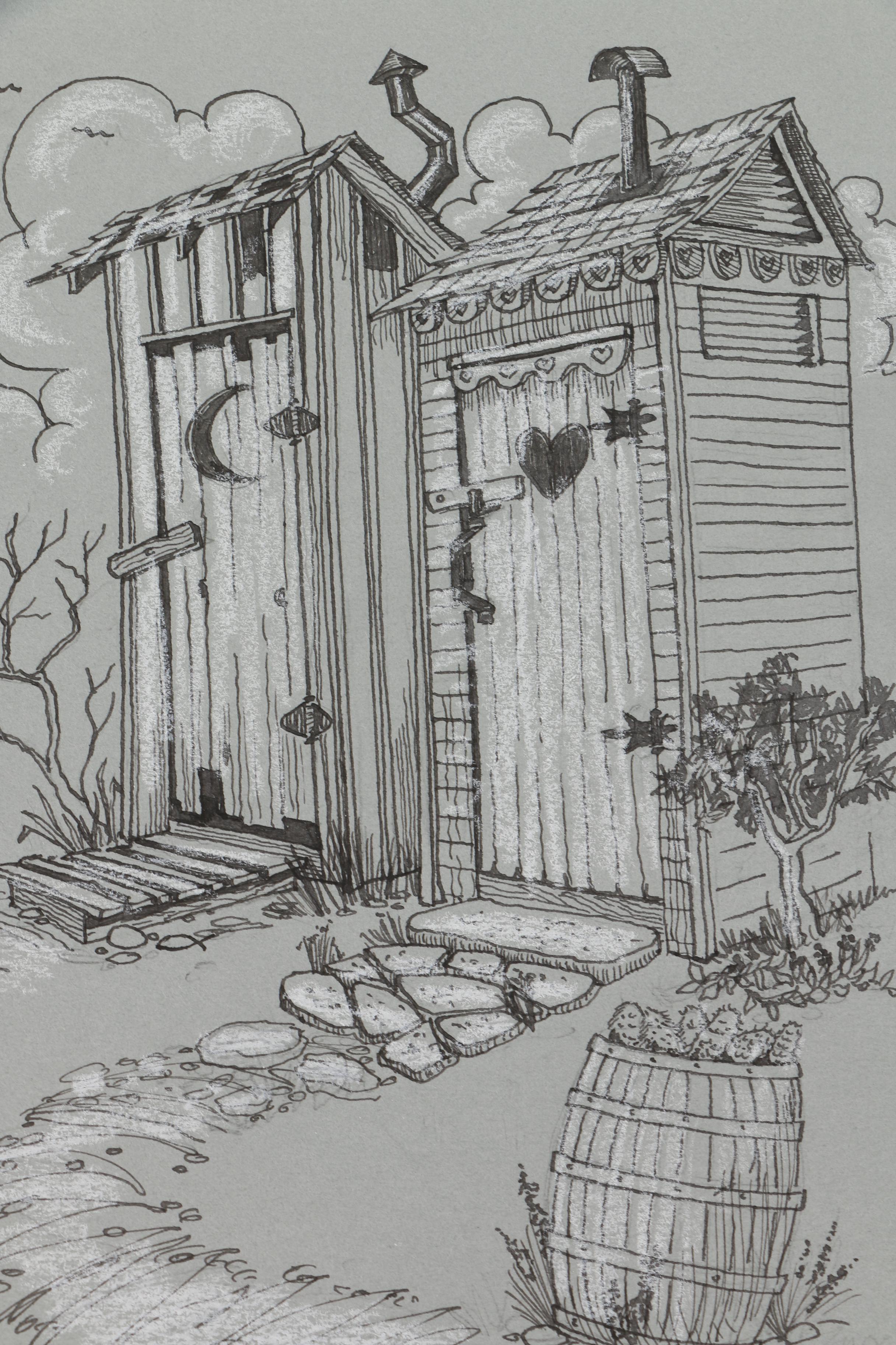 Jerry M. Ellis Limited Edition Signed Offset LIthograph "1881 Moses Carver House" and Ten Assorted Pen and Ink Drawings by Jimmy Gary