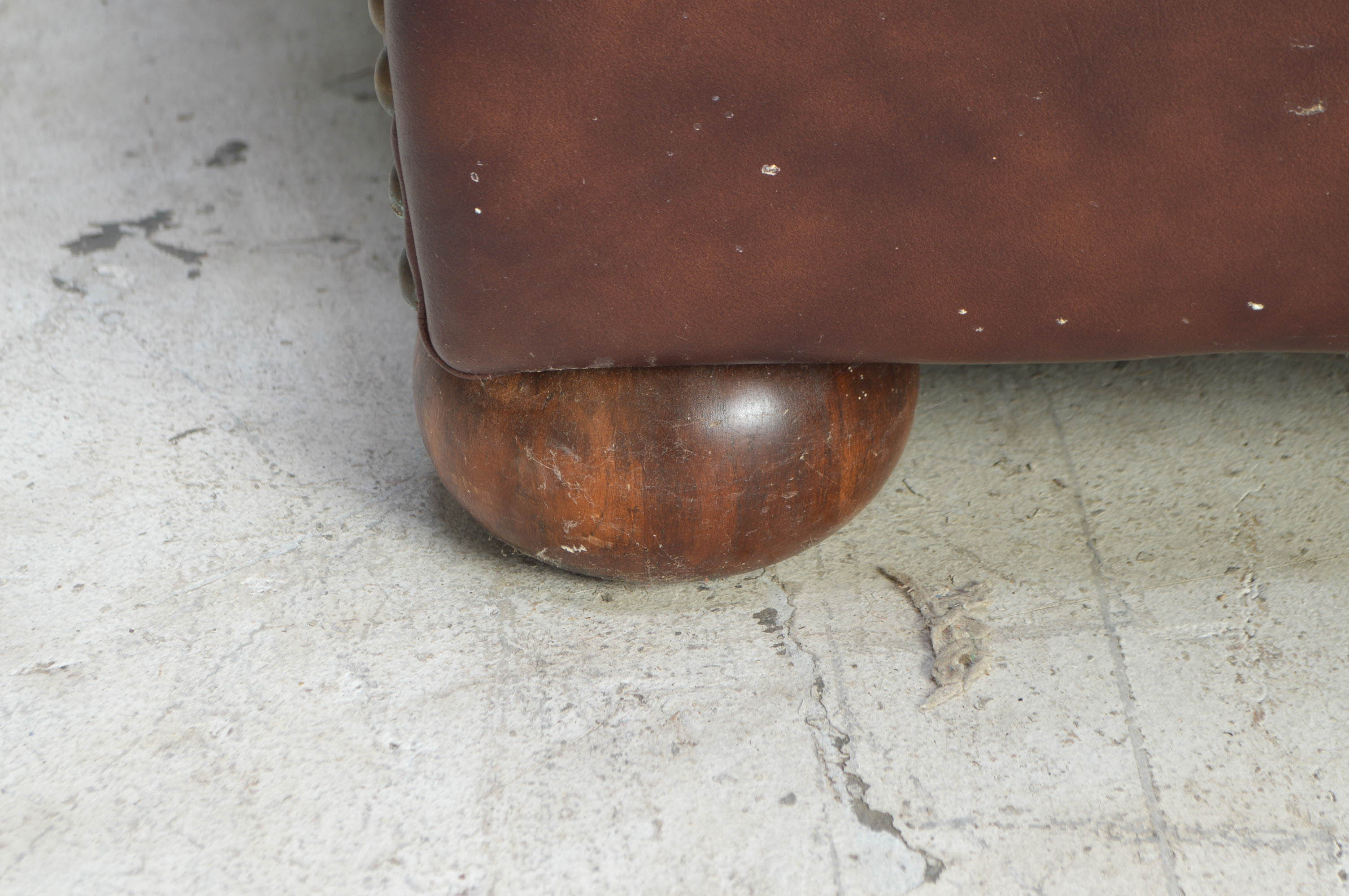 Brown Camelback Leather Sofa