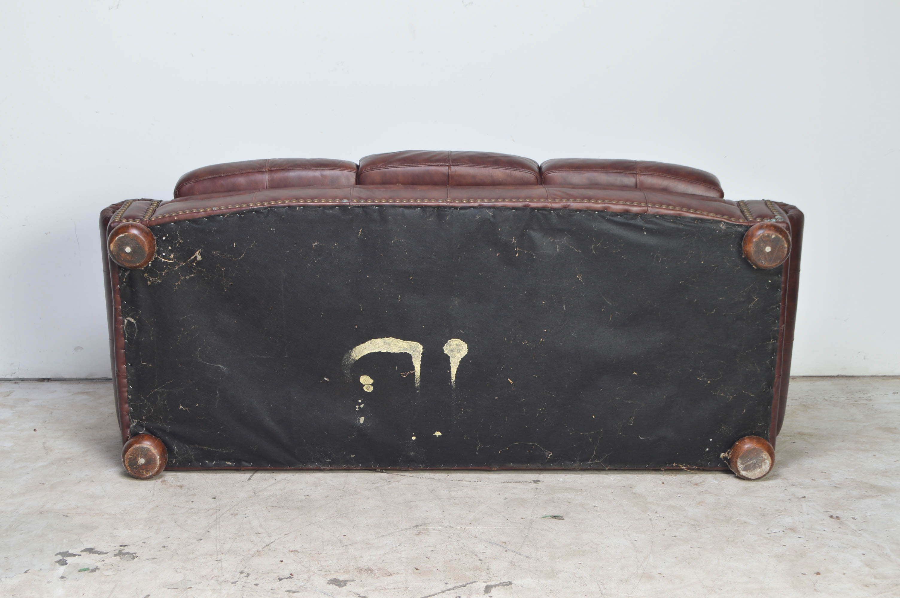 Brown Camelback Leather Sofa