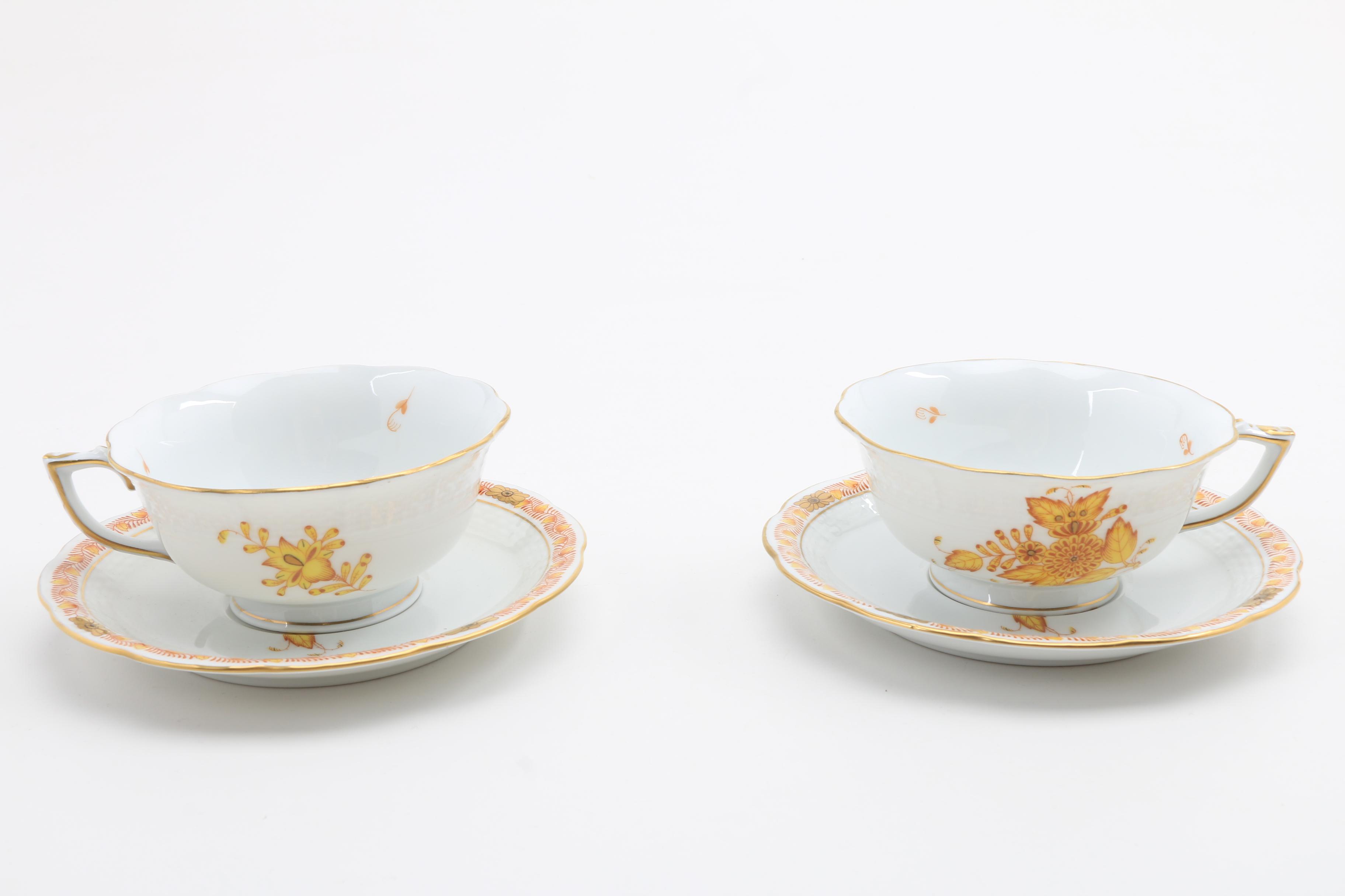 Herend Trembler Saucers, Tea Cups, and Saucers