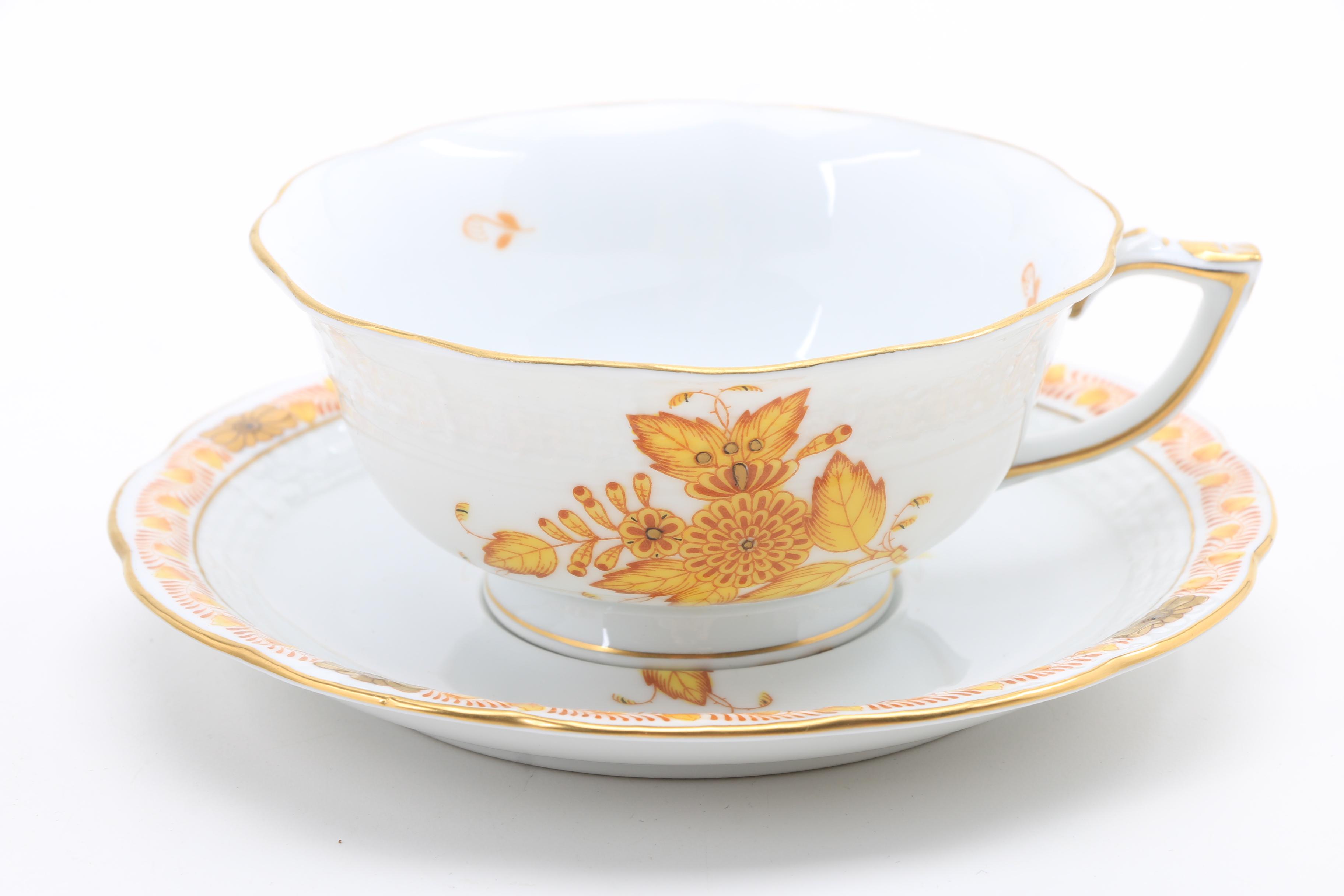 Herend Trembler Saucers, Tea Cups, and Saucers
