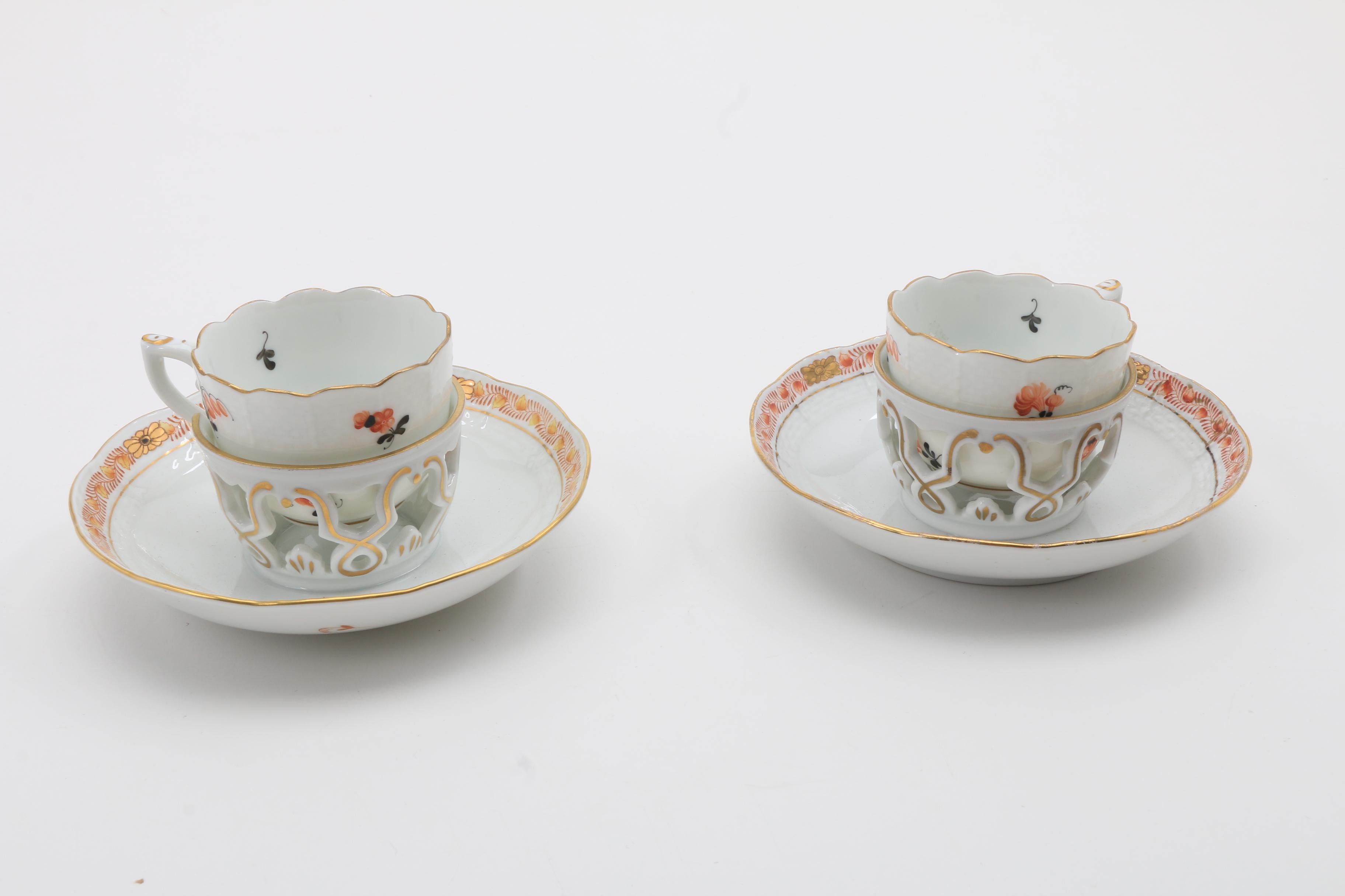 Herend Trembler Saucers, Tea Cups, and Saucers