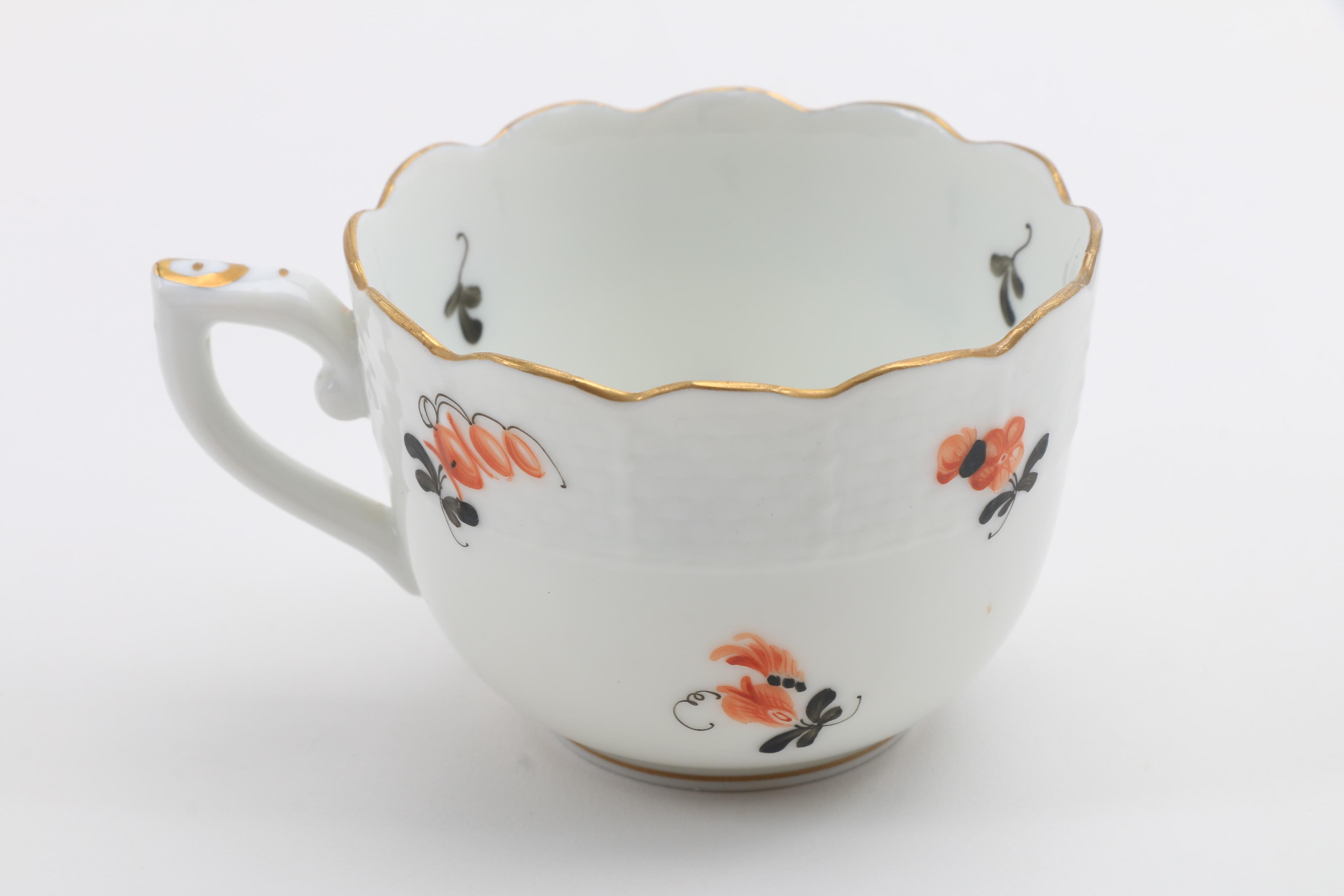 Herend Trembler Saucers, Tea Cups, and Saucers
