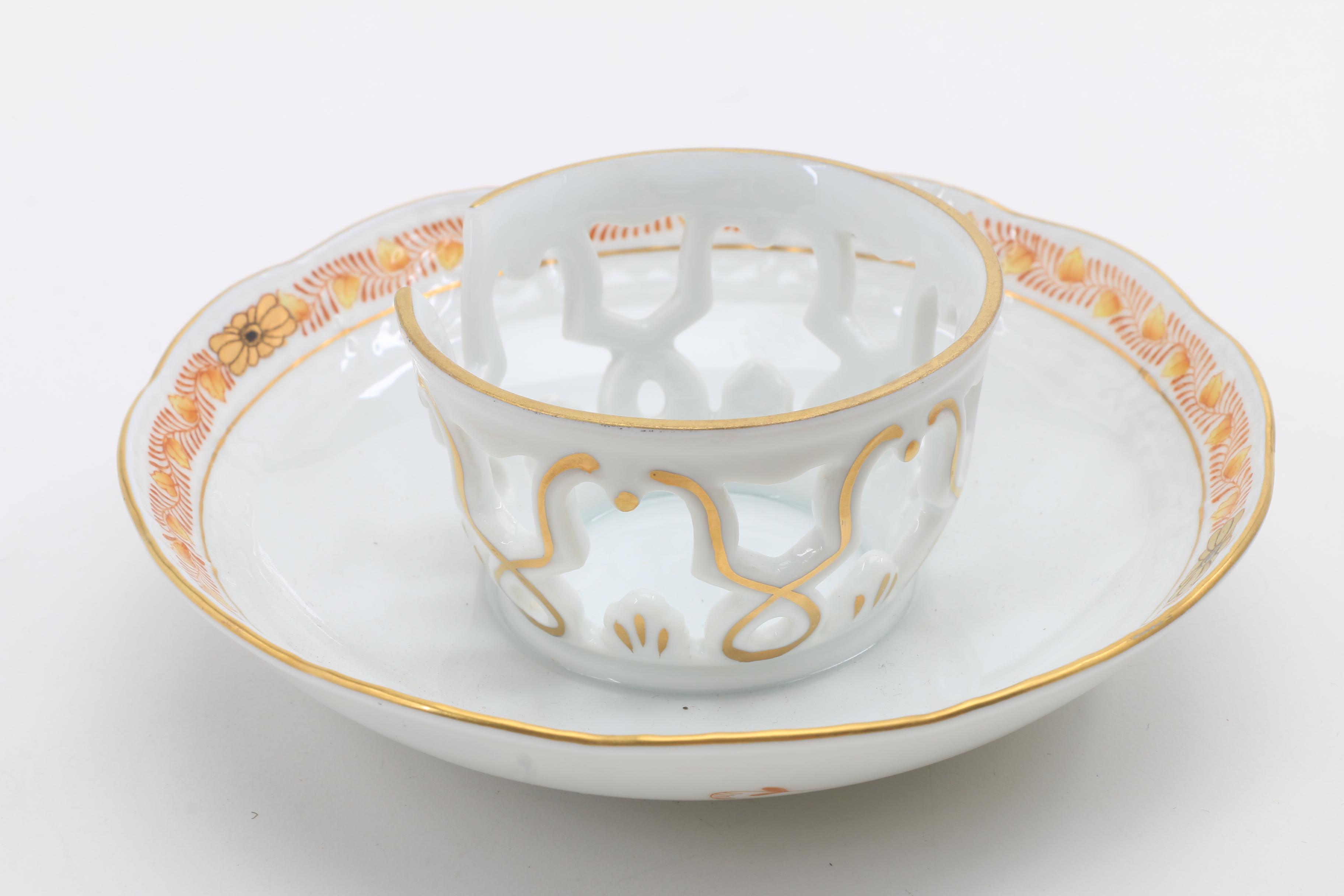 Herend Trembler Saucers, Tea Cups, and Saucers