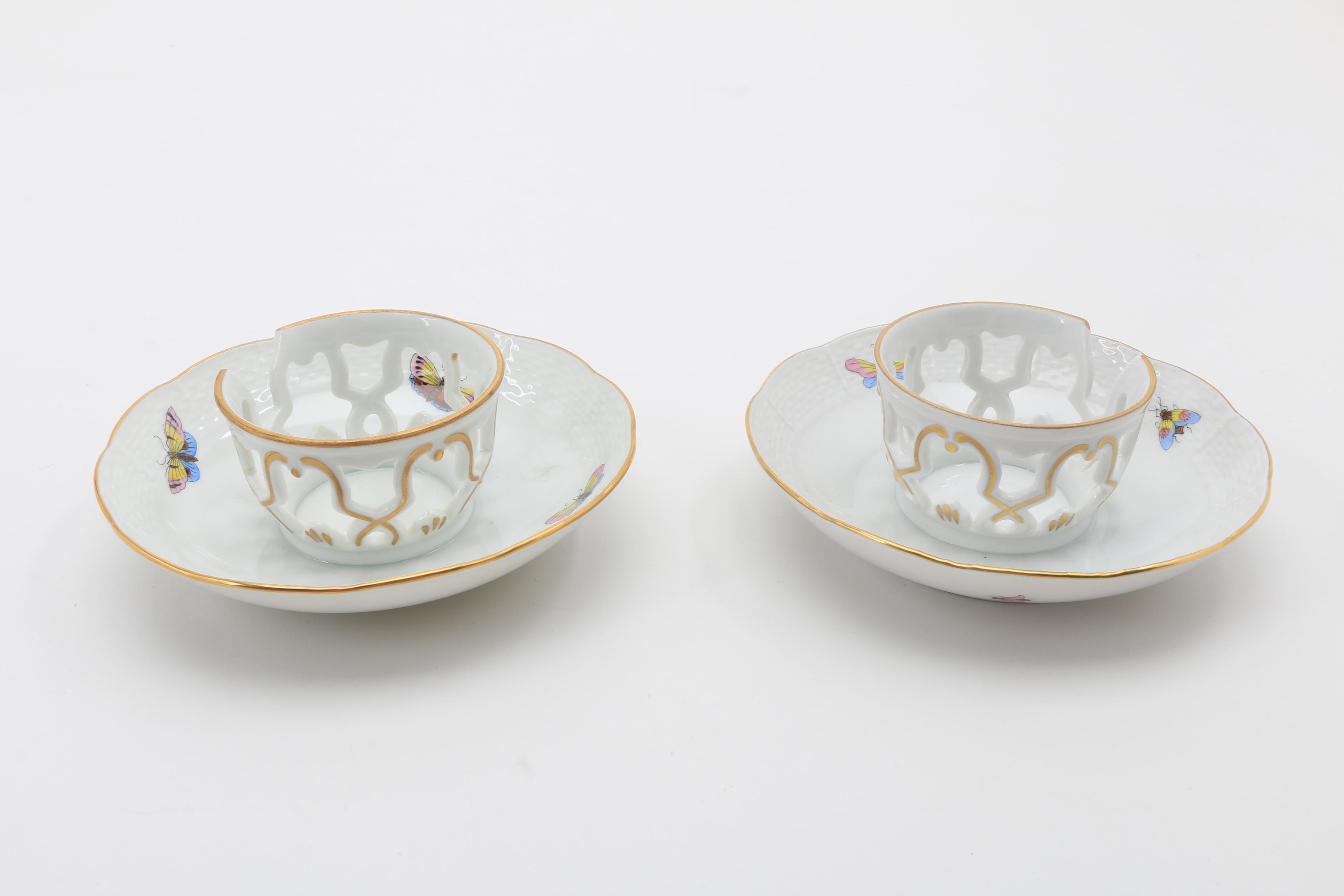 Herend Trembler Saucers, Tea Cups, and Saucers