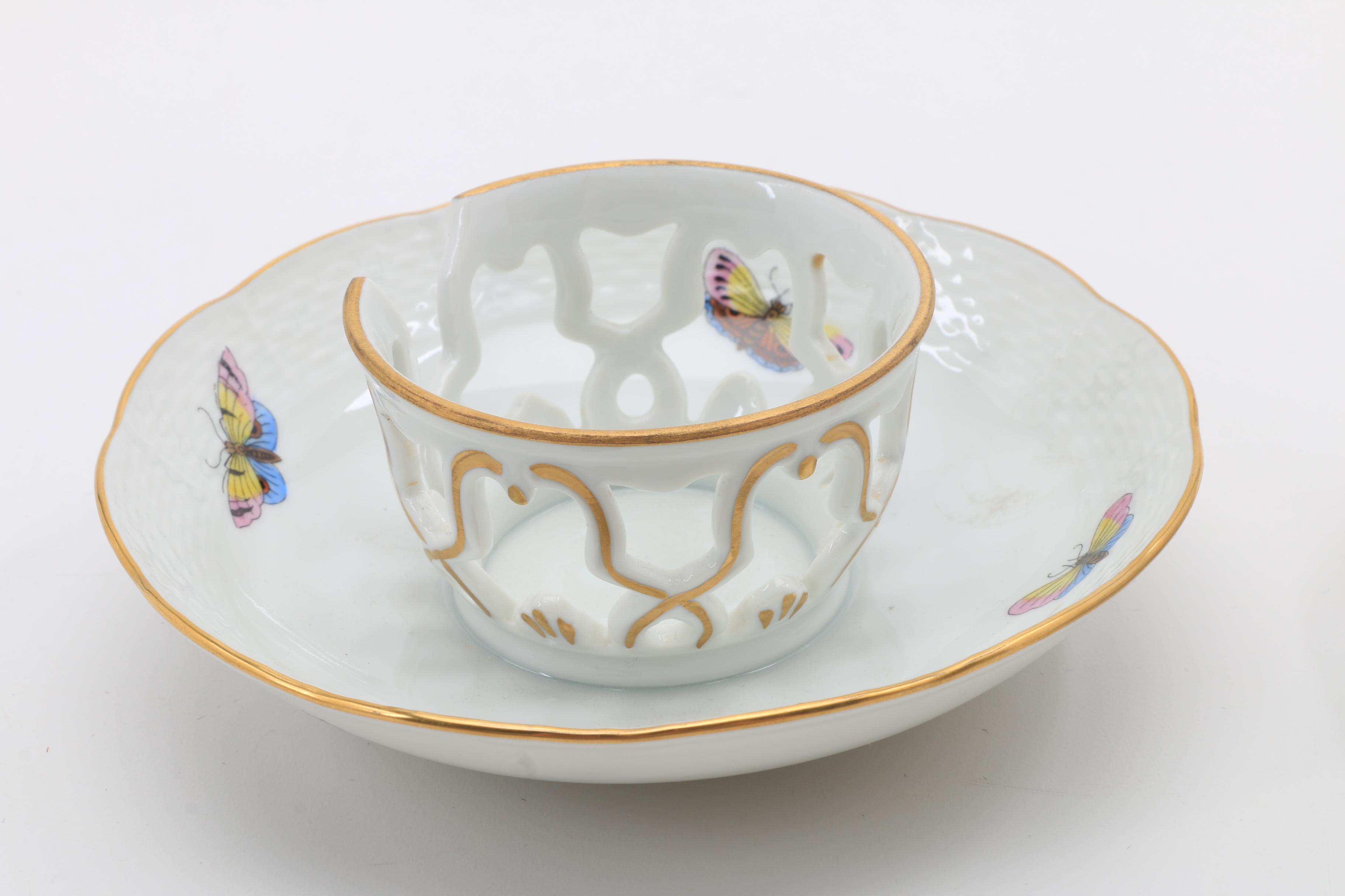 Herend Trembler Saucers, Tea Cups, and Saucers