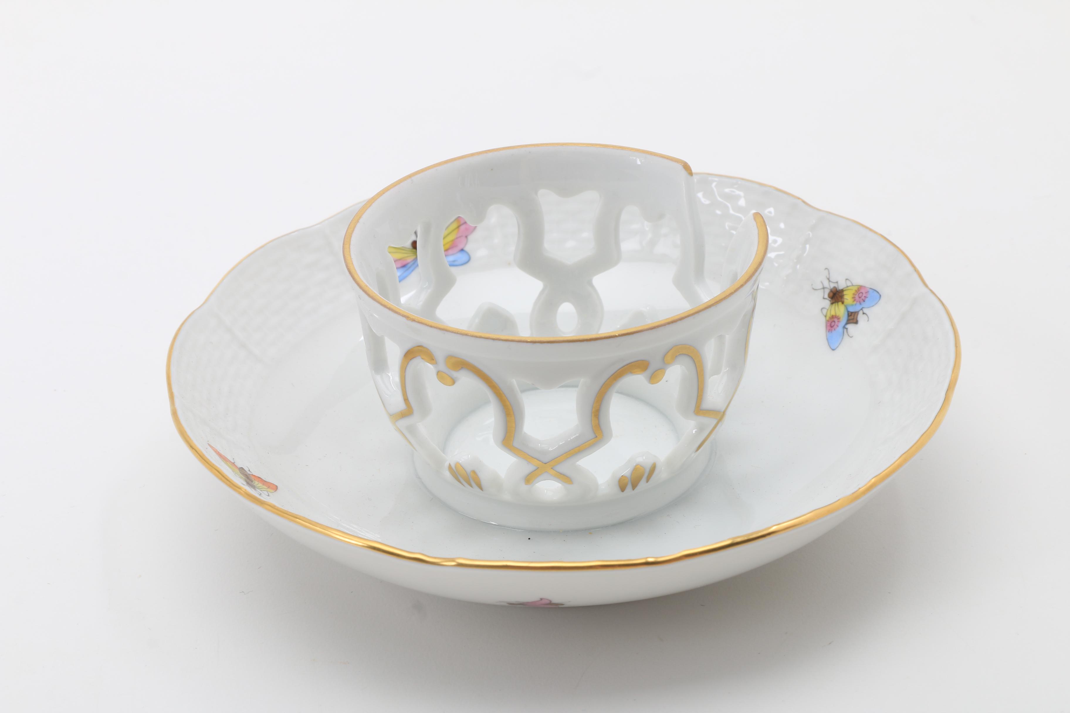 Herend Trembler Saucers, Tea Cups, and Saucers
