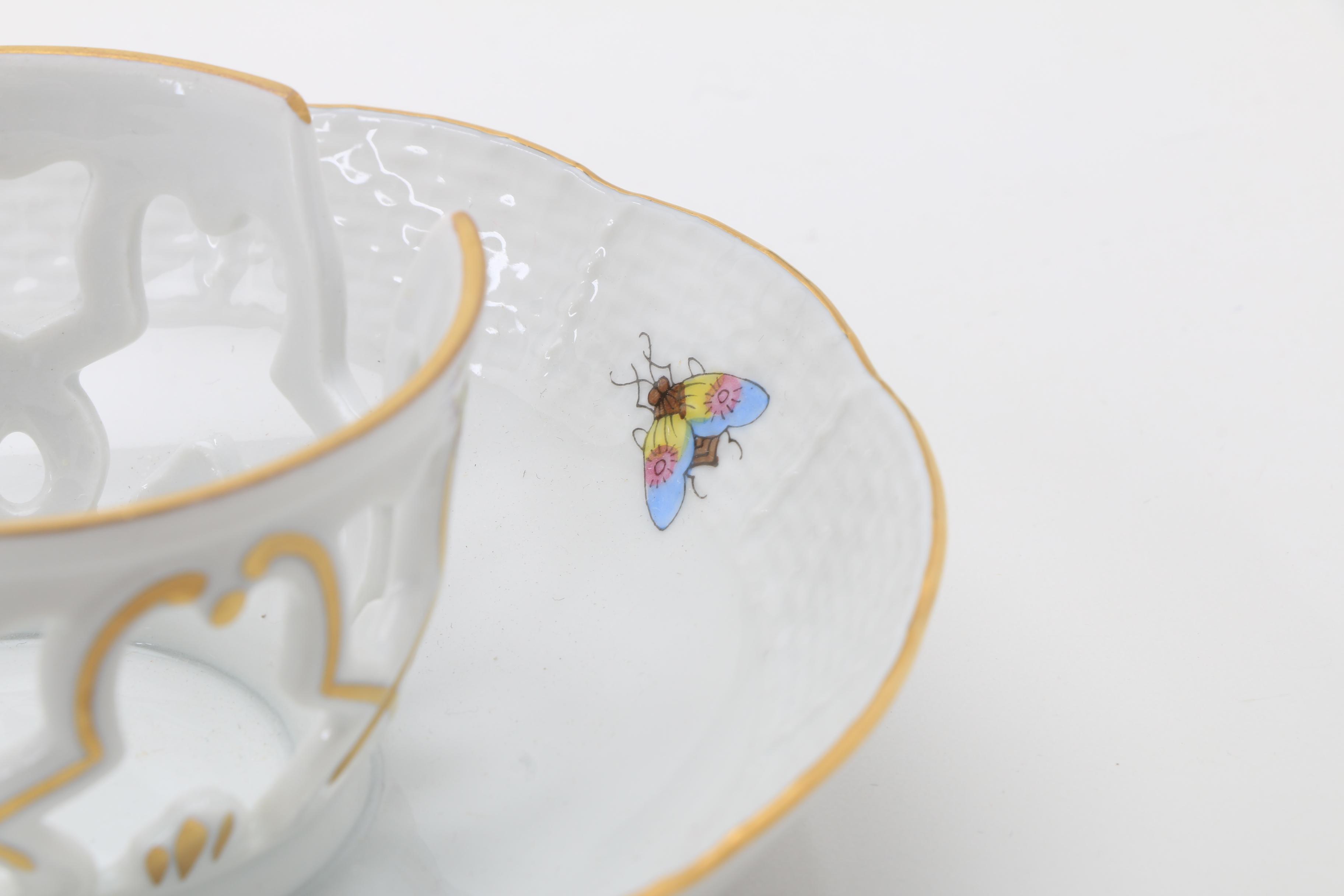 Herend Trembler Saucers, Tea Cups, and Saucers