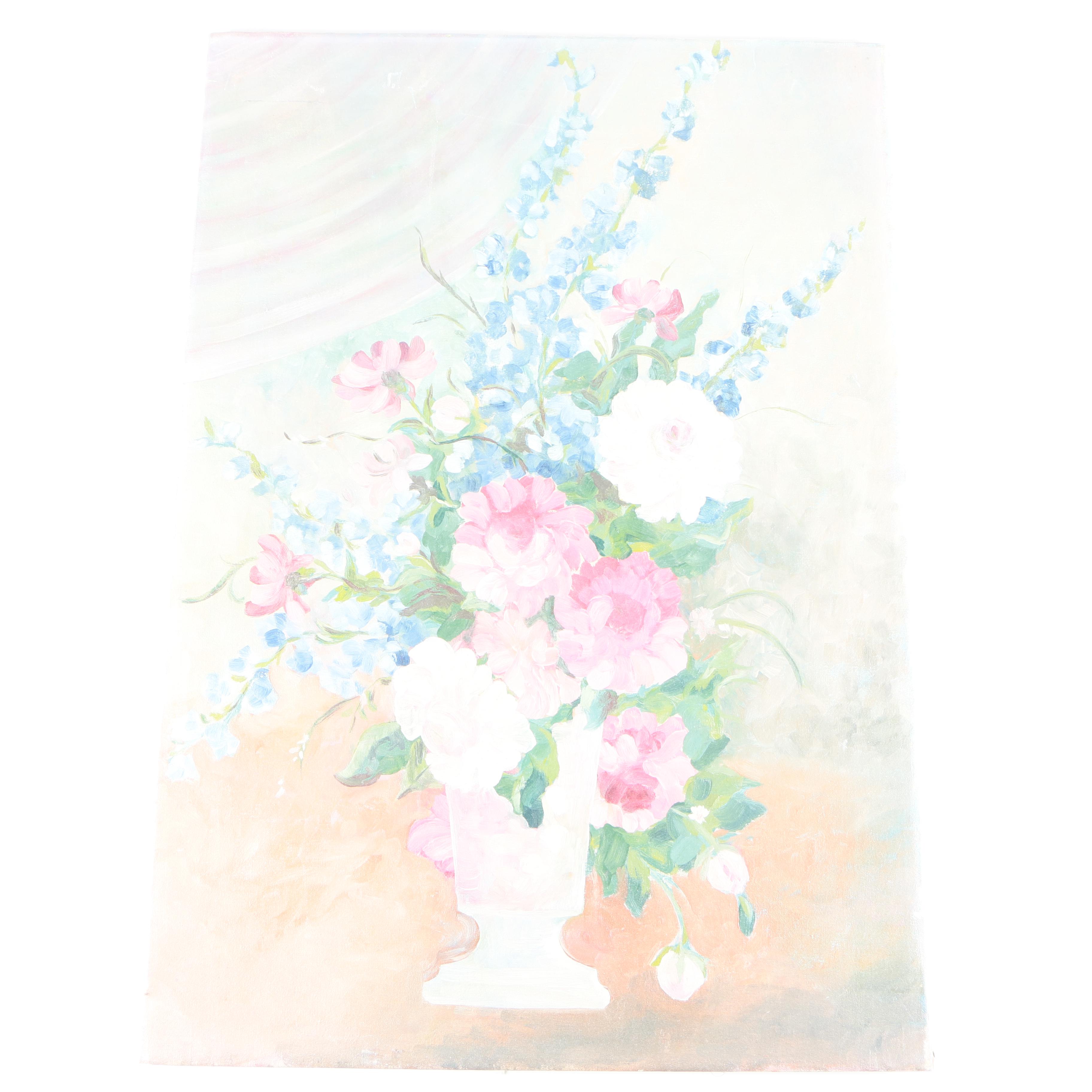 Vintage Oil Painting on Canvas of Still Life