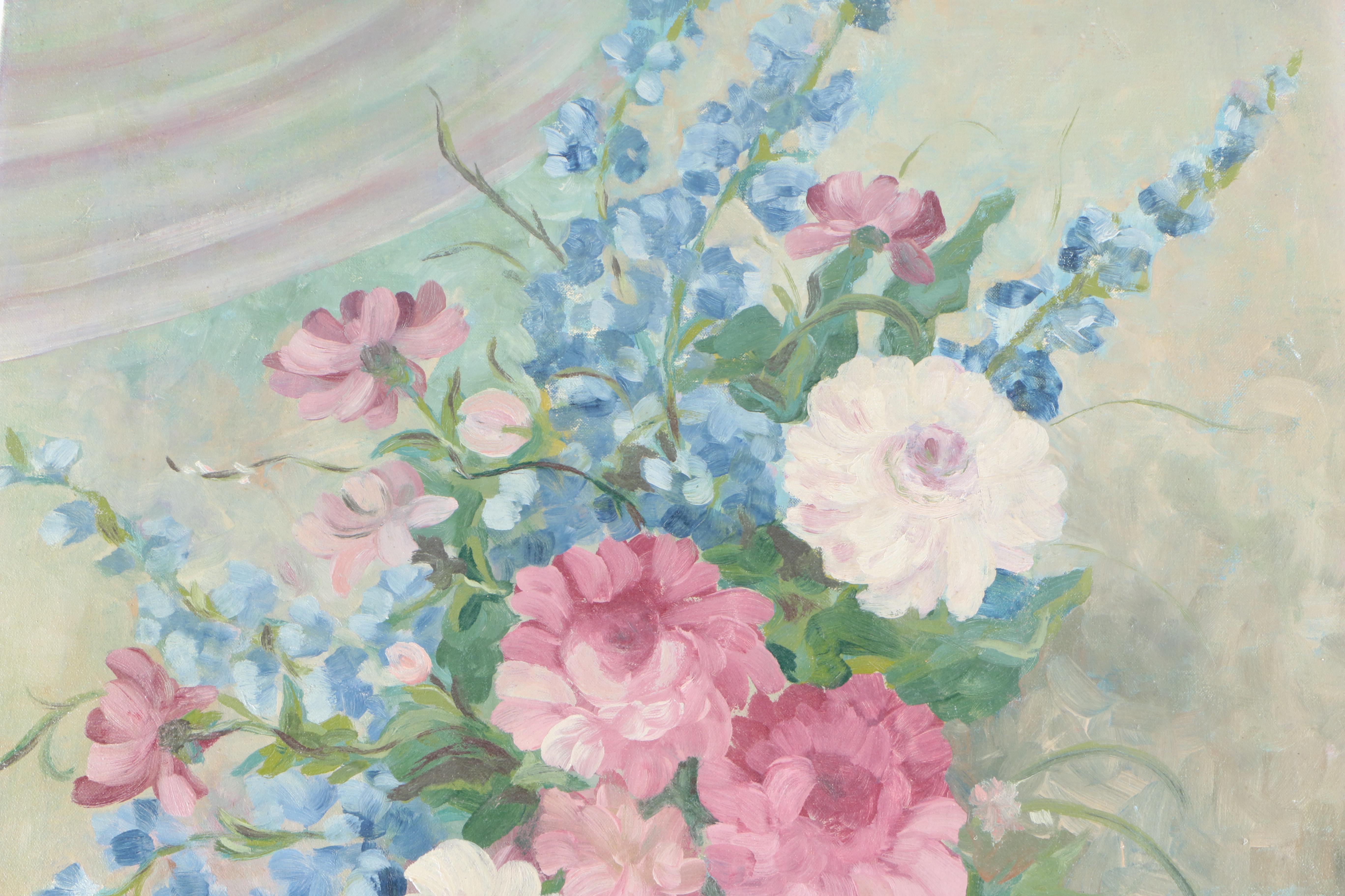 Vintage Oil Painting on Canvas of Still Life