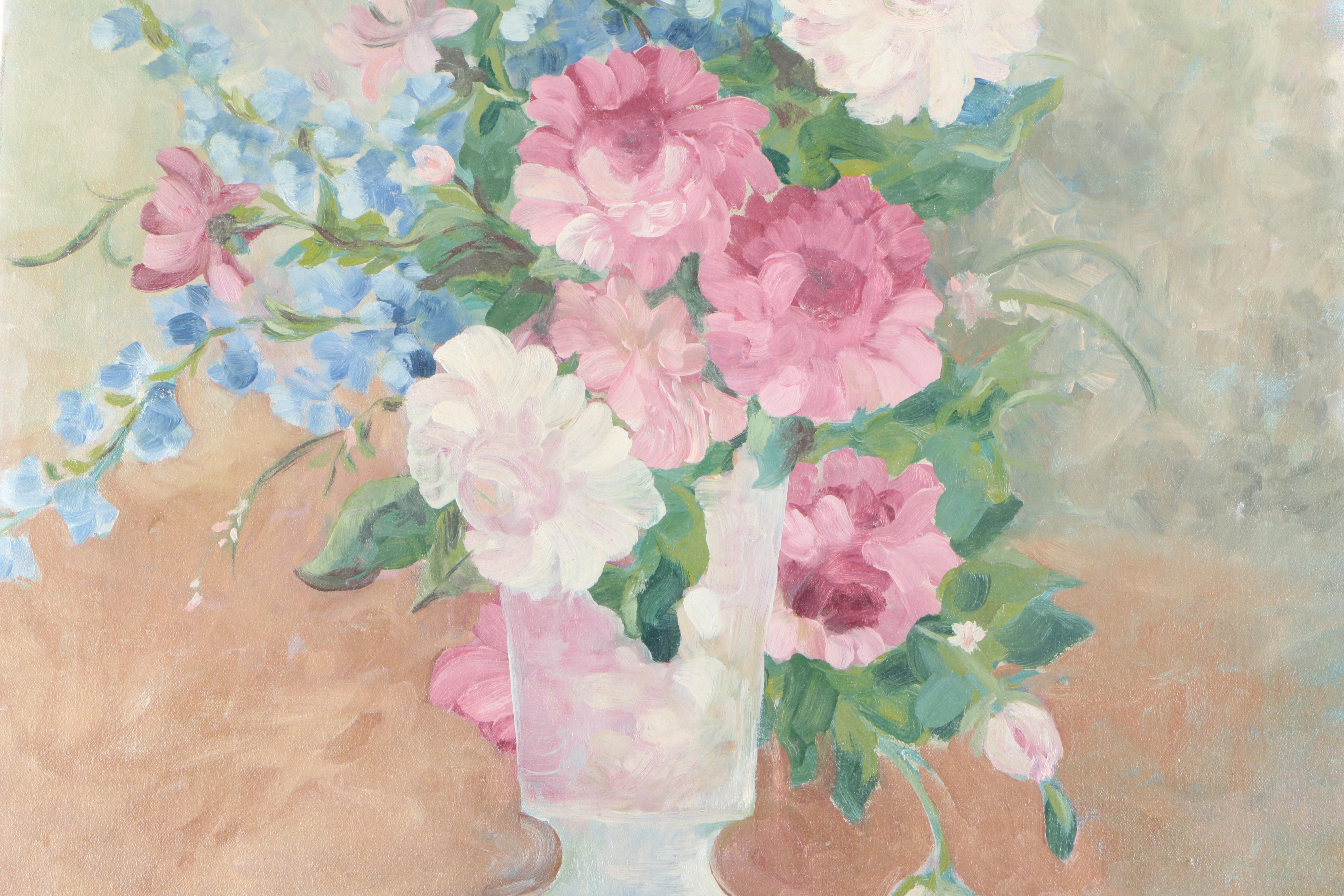 Vintage Oil Painting on Canvas of Still Life