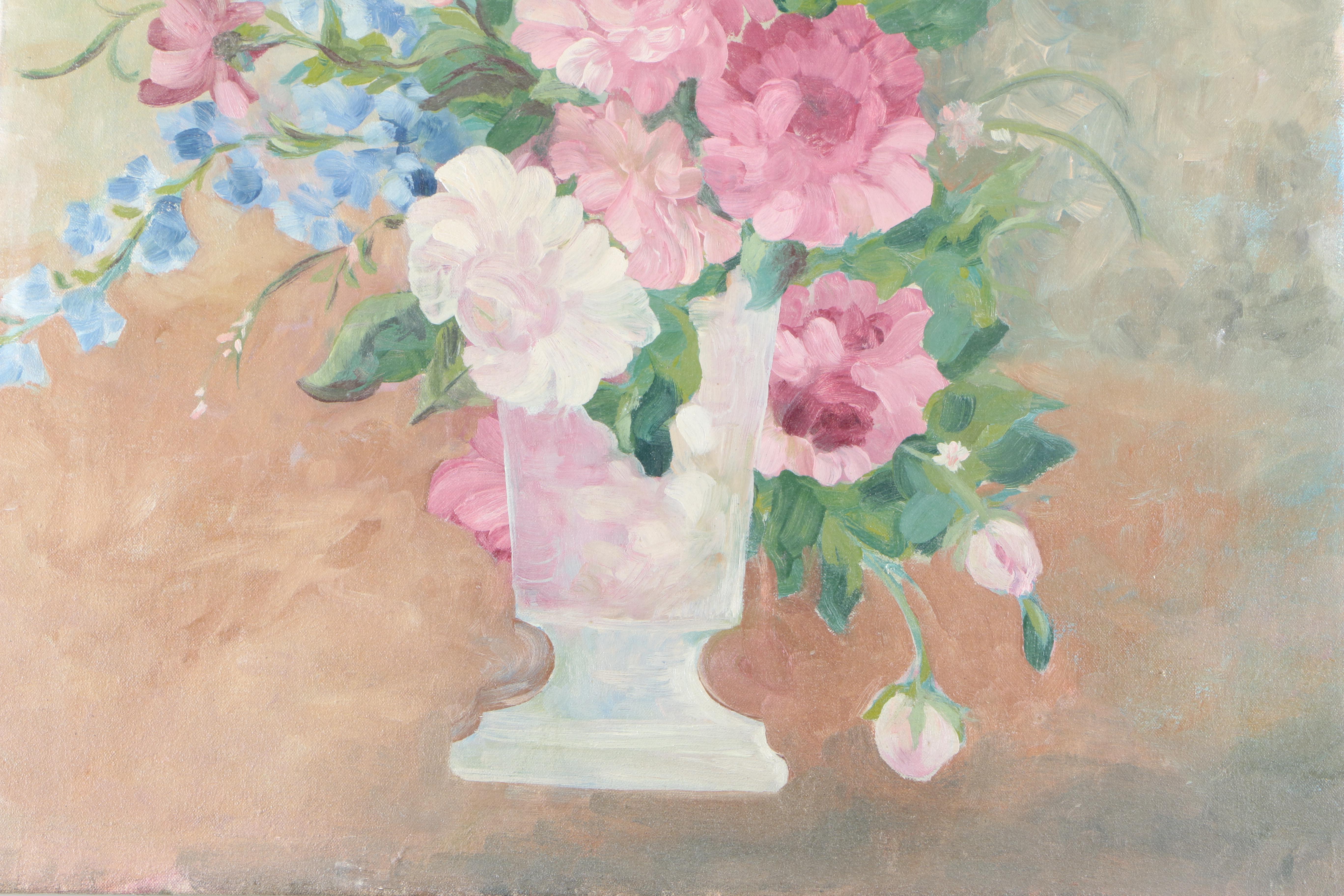 Vintage Oil Painting on Canvas of Still Life