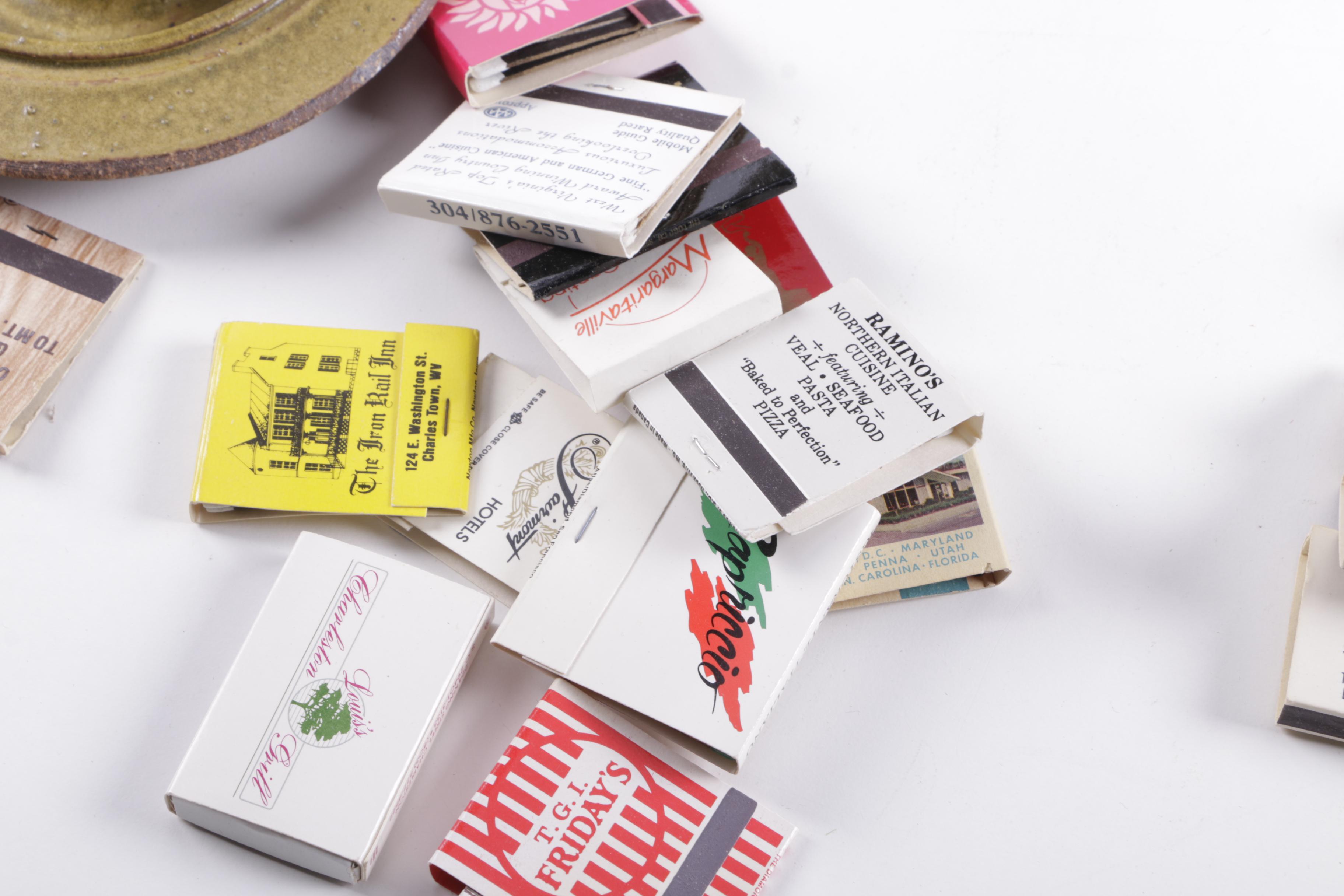 Hand Thrown Stoneware Lidded Jar with Vintage Matchbooks