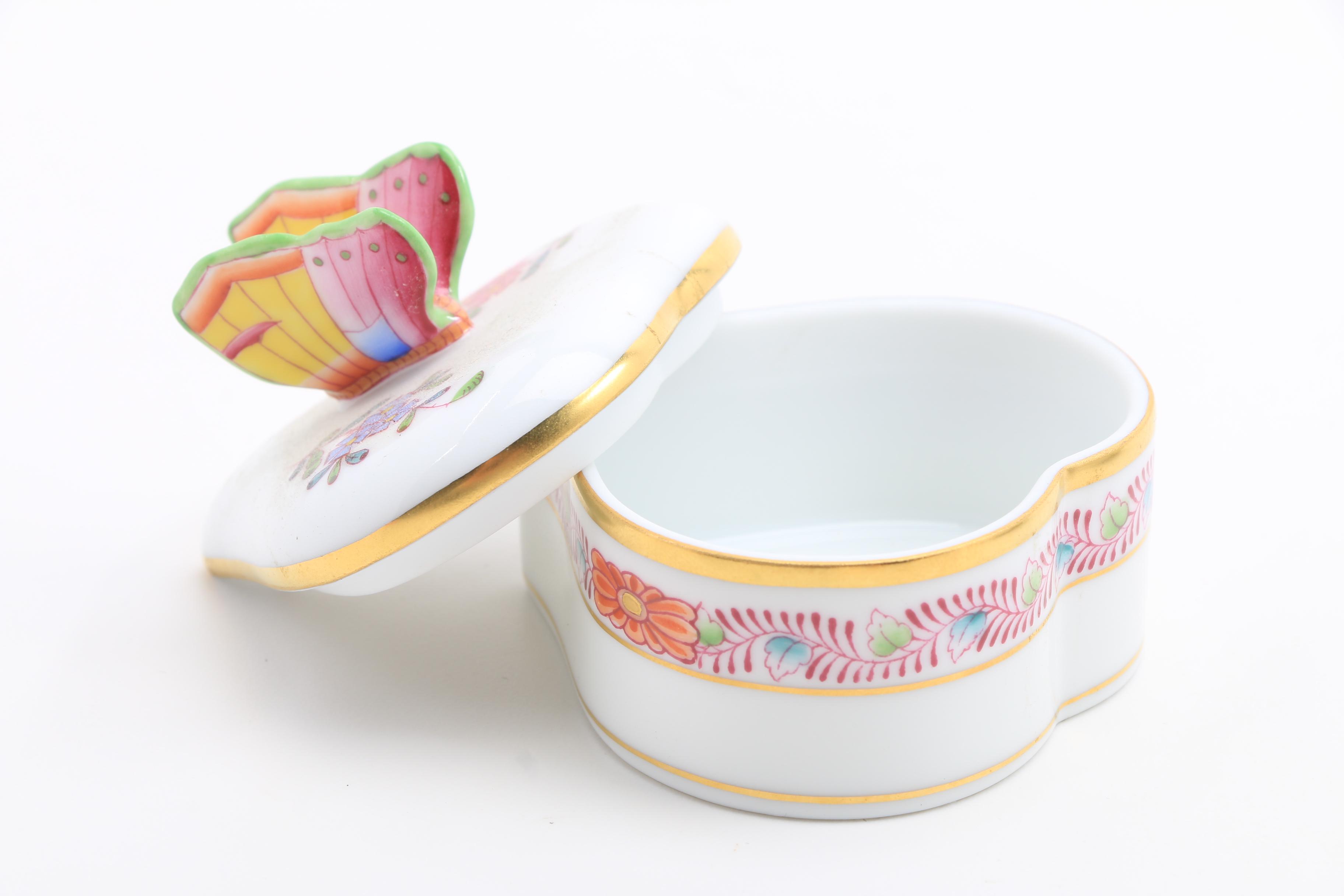 Herend Porcelain Mini Soup Tureen, Bell, Trinket and Bon Bon Box