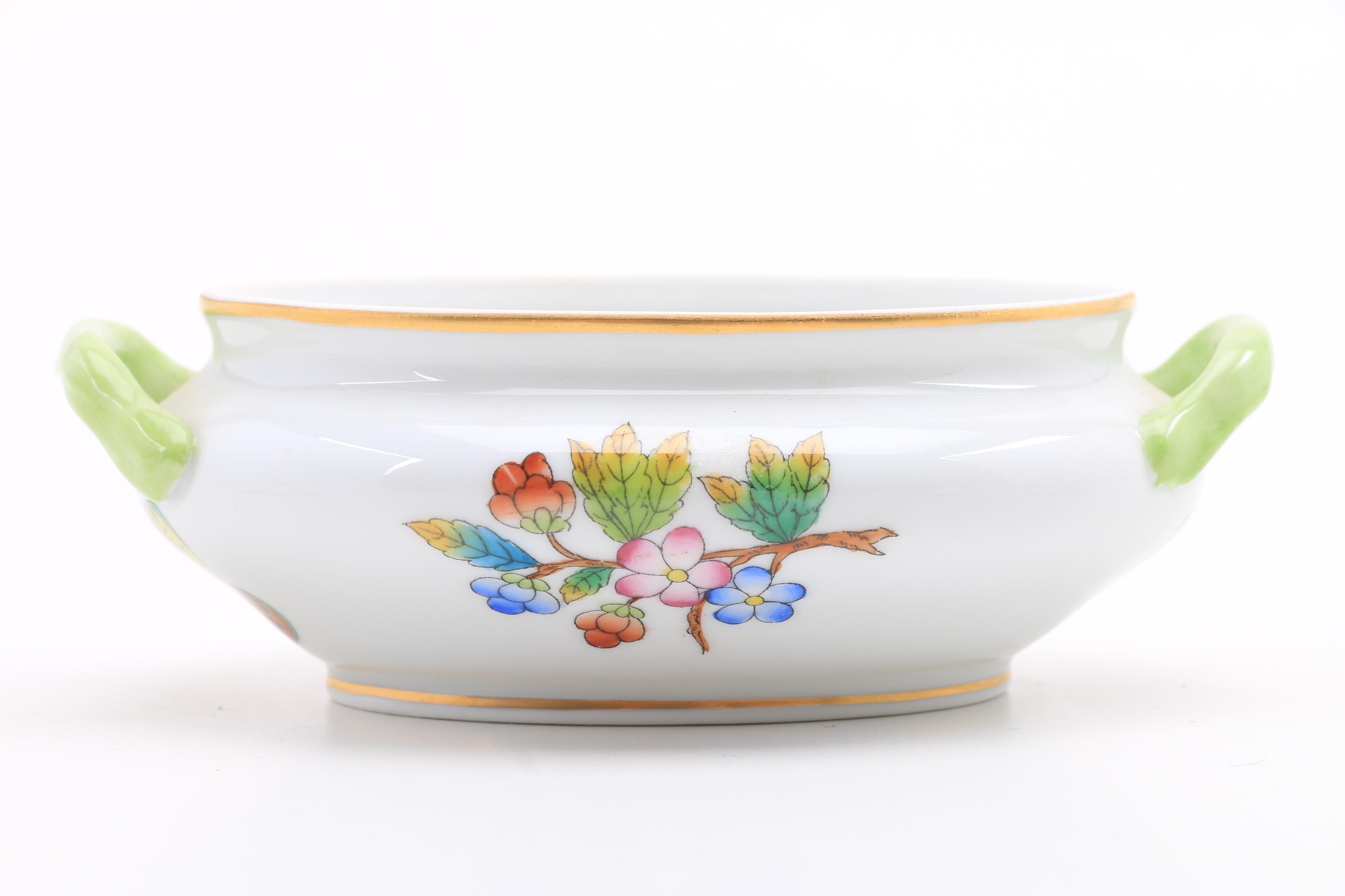 Herend Porcelain Mini Soup Tureen, Bell, Trinket and Bon Bon Box