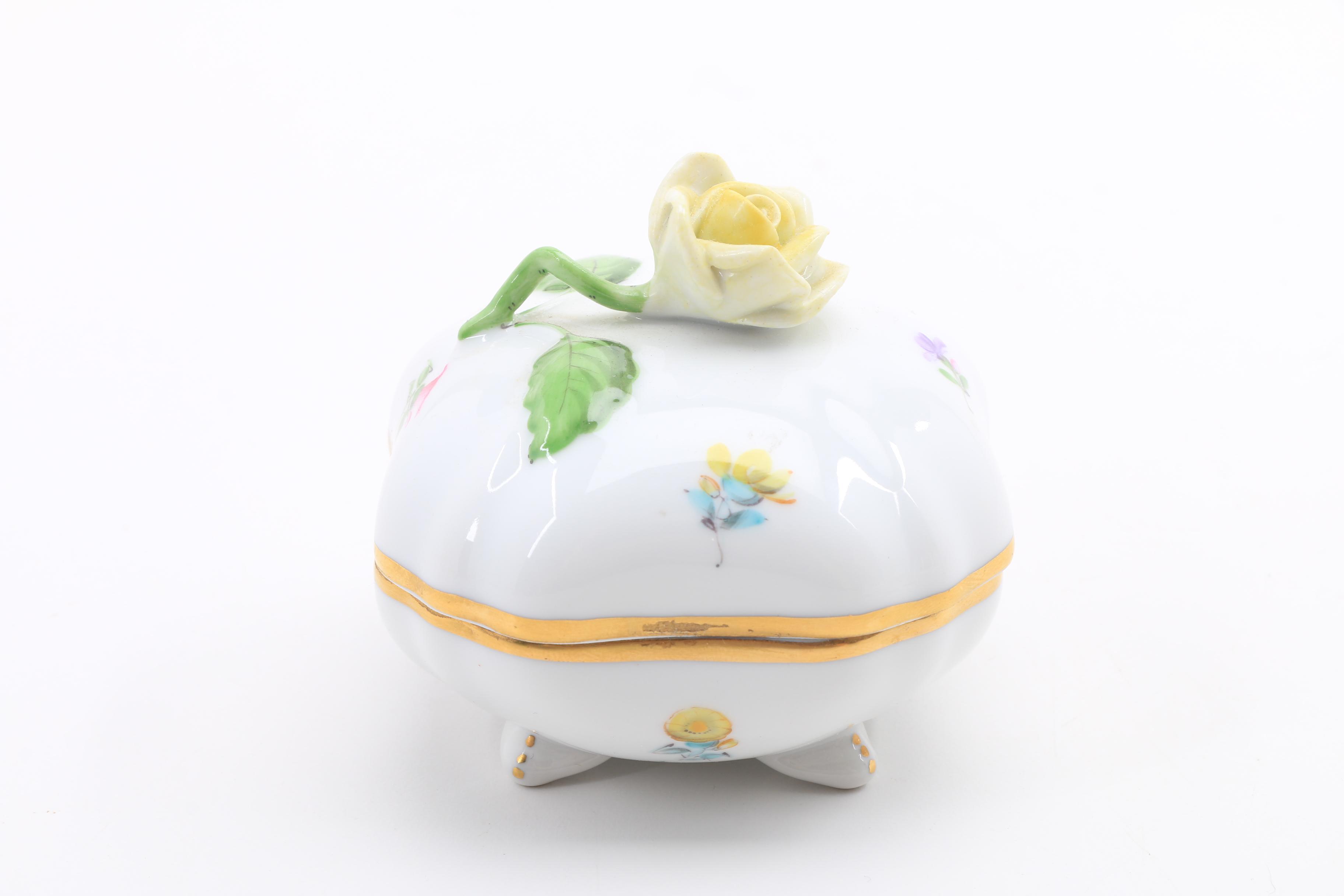 Herend Porcelain Mini Soup Tureen, Bell, Trinket and Bon Bon Box