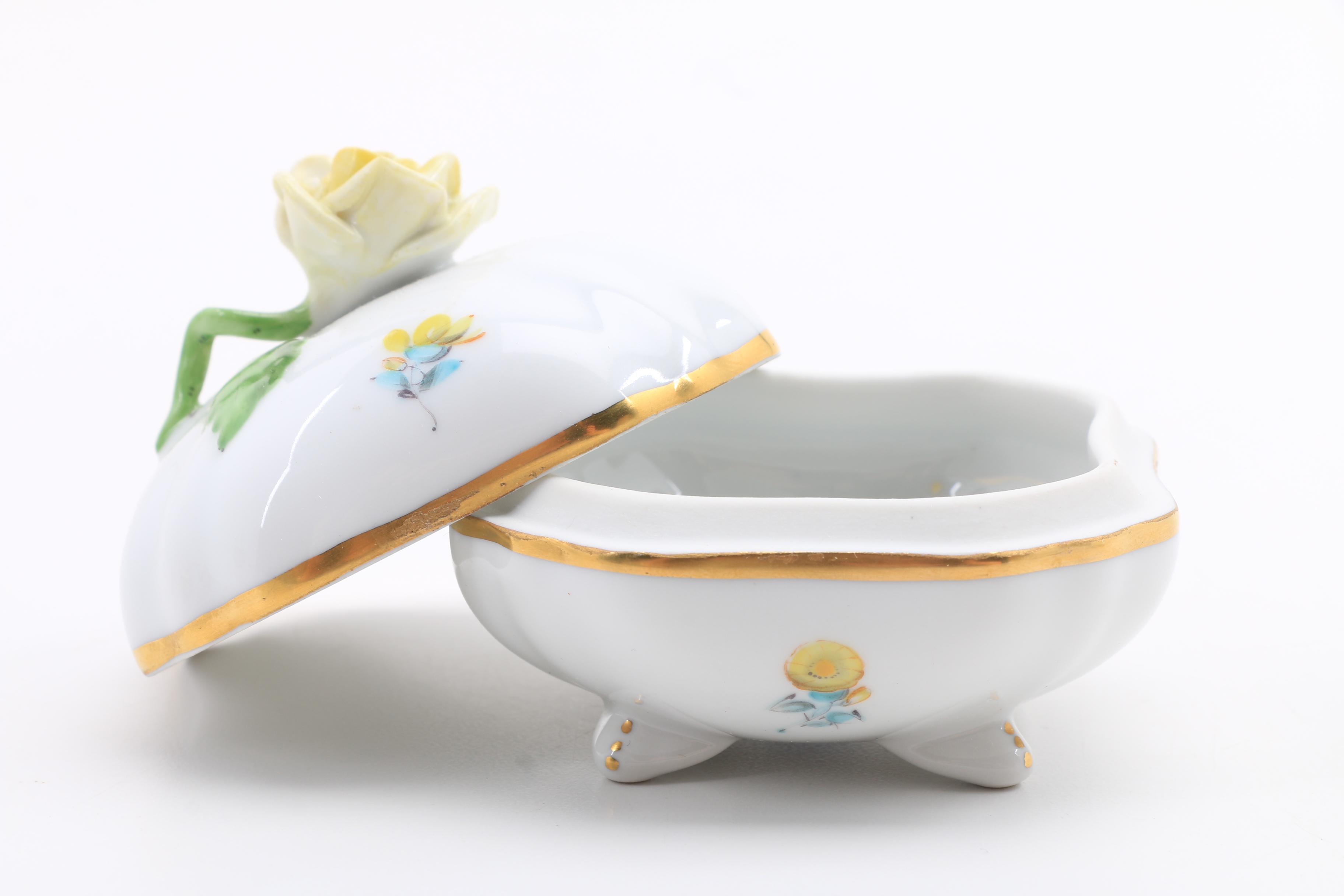Herend Porcelain Mini Soup Tureen, Bell, Trinket and Bon Bon Box