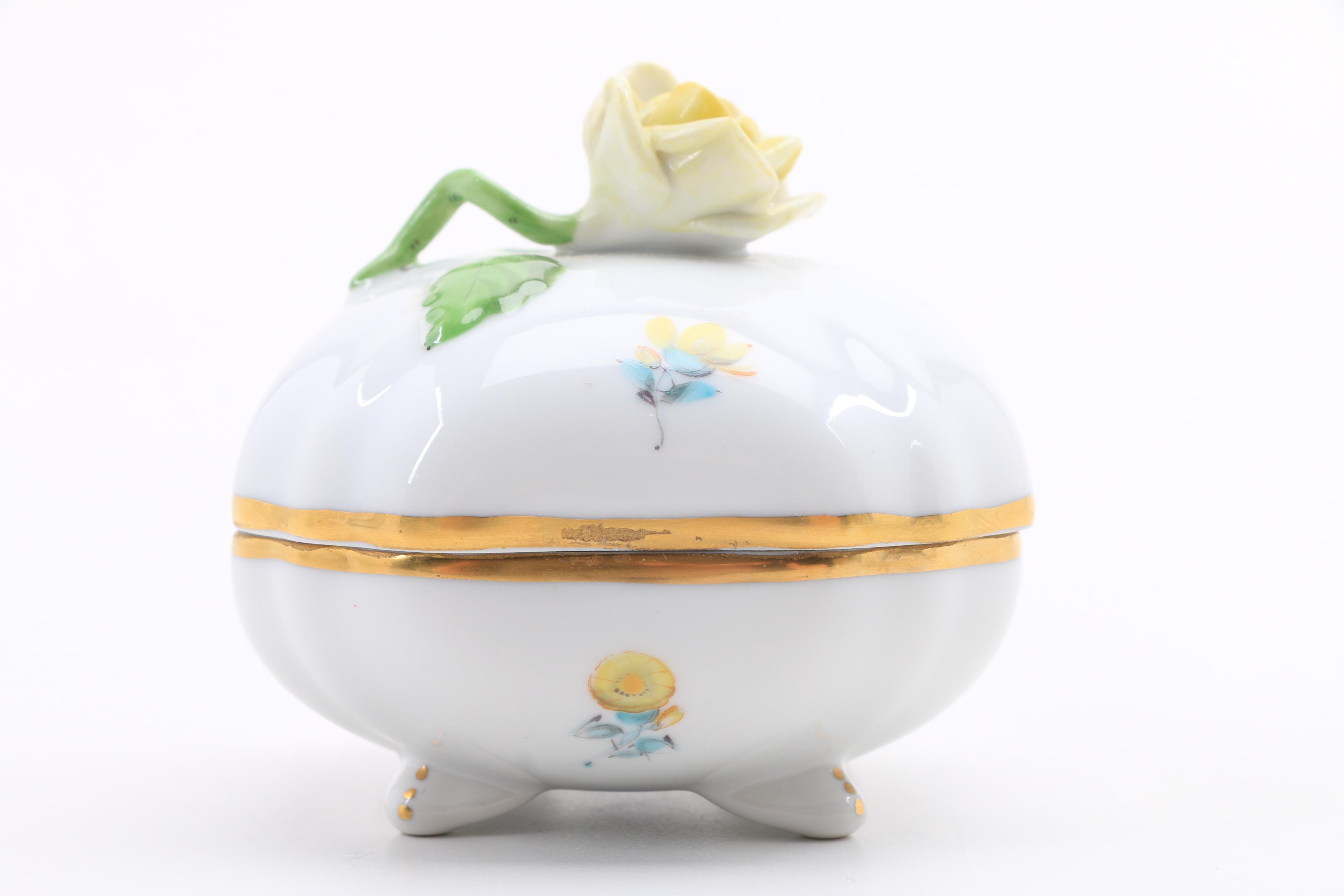 Herend Porcelain Mini Soup Tureen, Bell, Trinket and Bon Bon Box