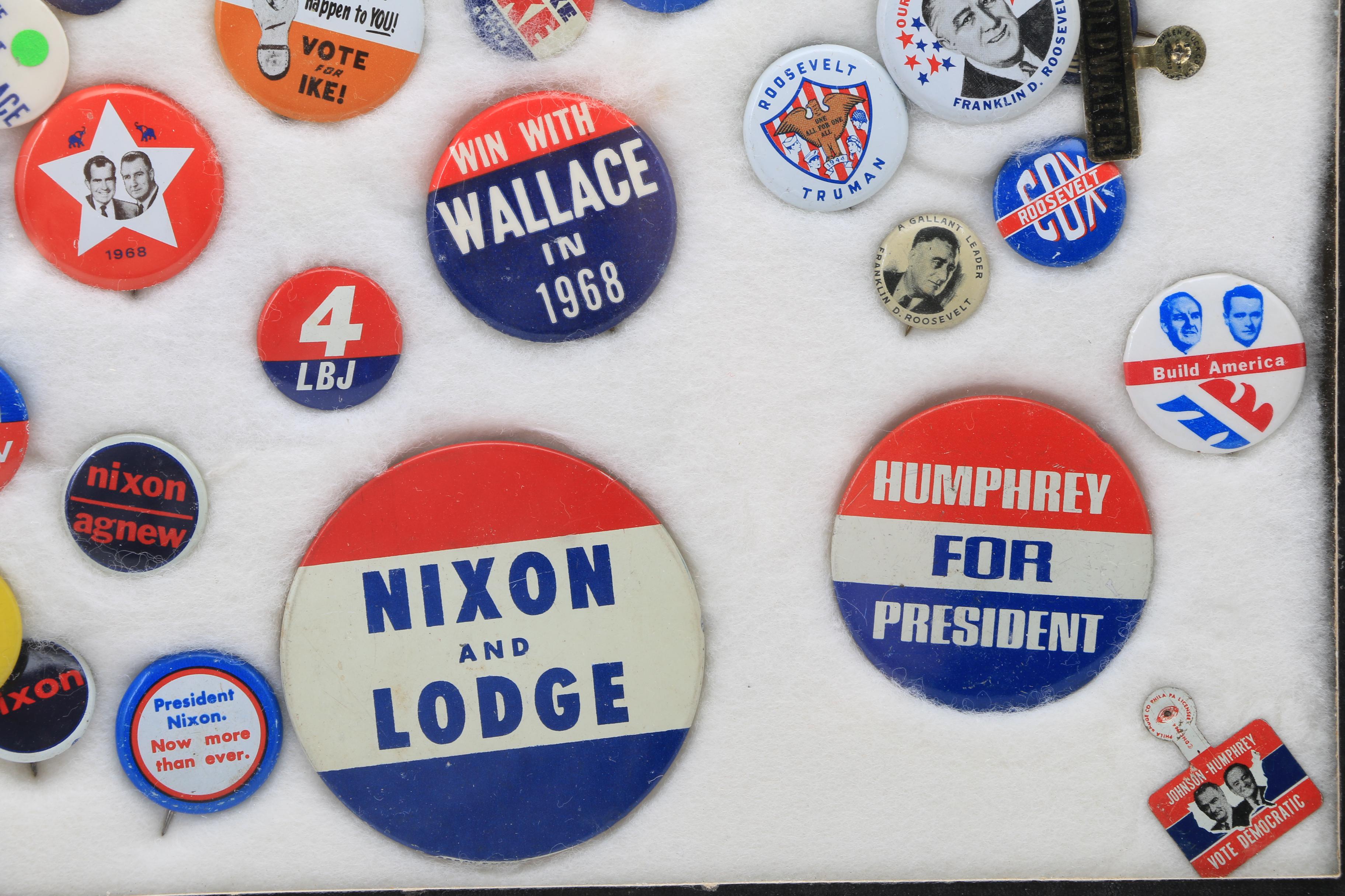 Approximately Fifty Political Campaign Buttons 1968-1972