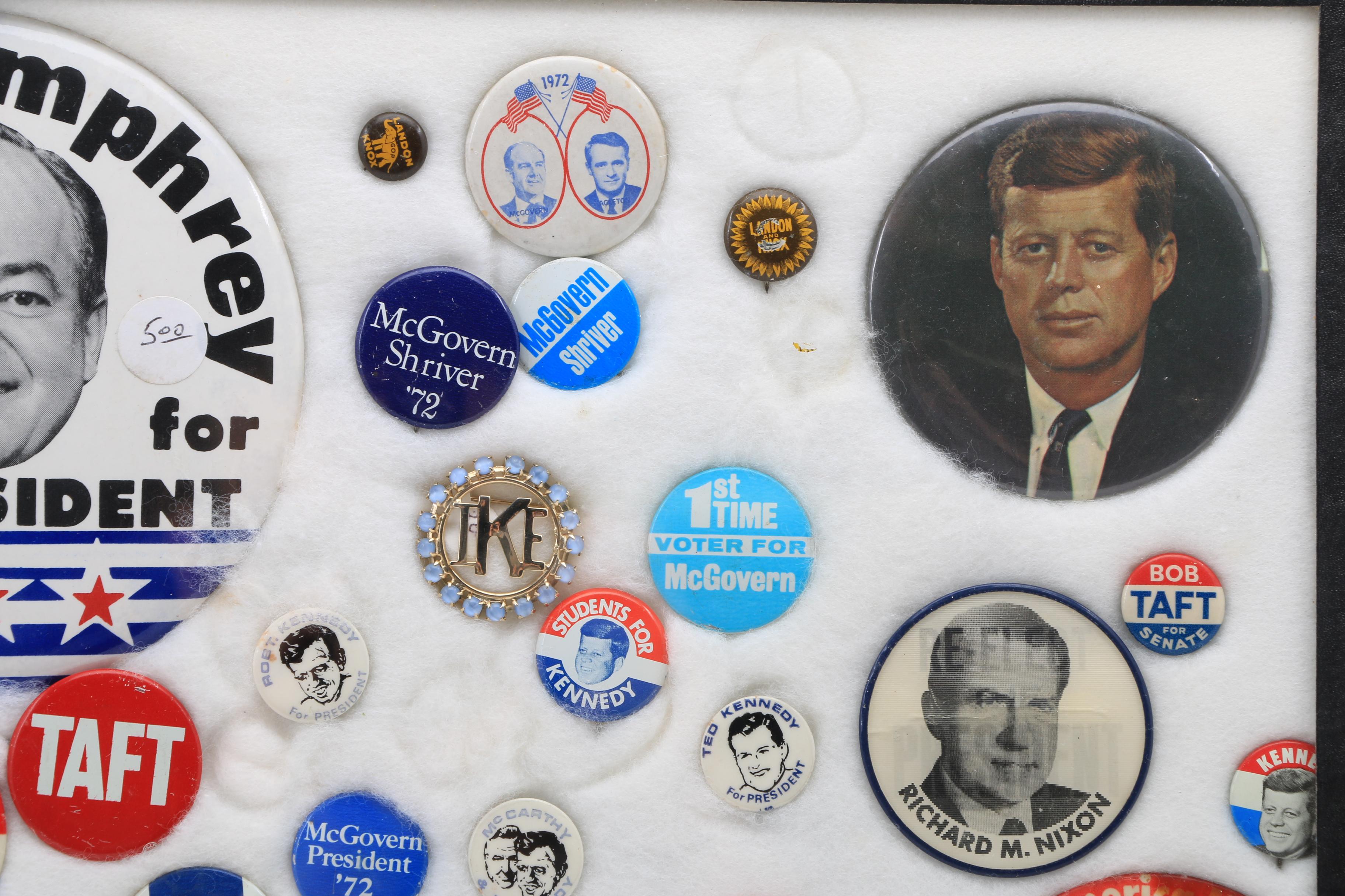 Collection of Vintage Political Pins for Kennedy, L.B.J. and More