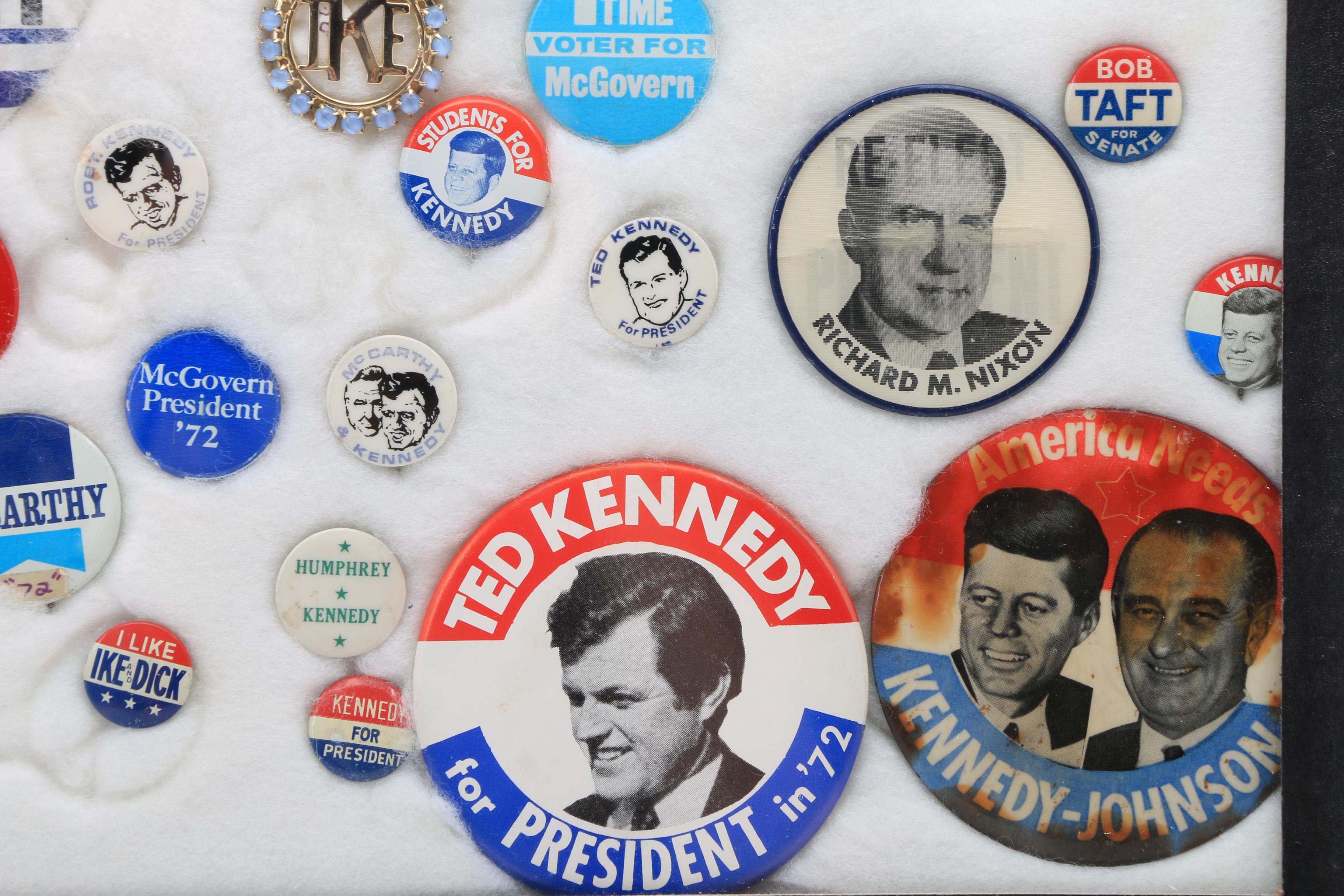 Collection of Vintage Political Pins for Kennedy, L.B.J. and More