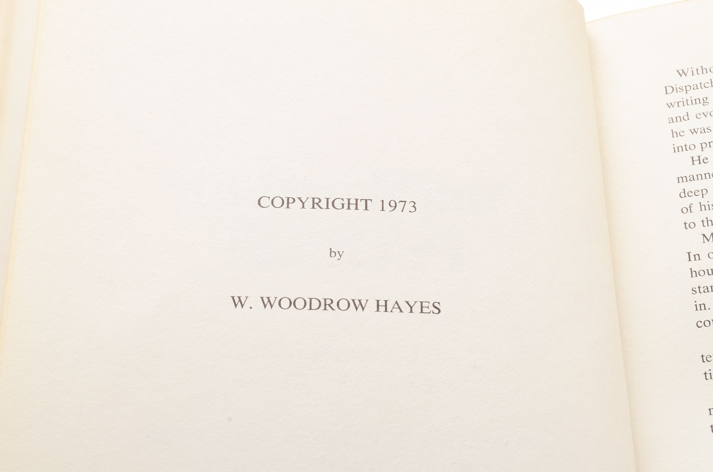 Woody Hayes Signed Book With COA