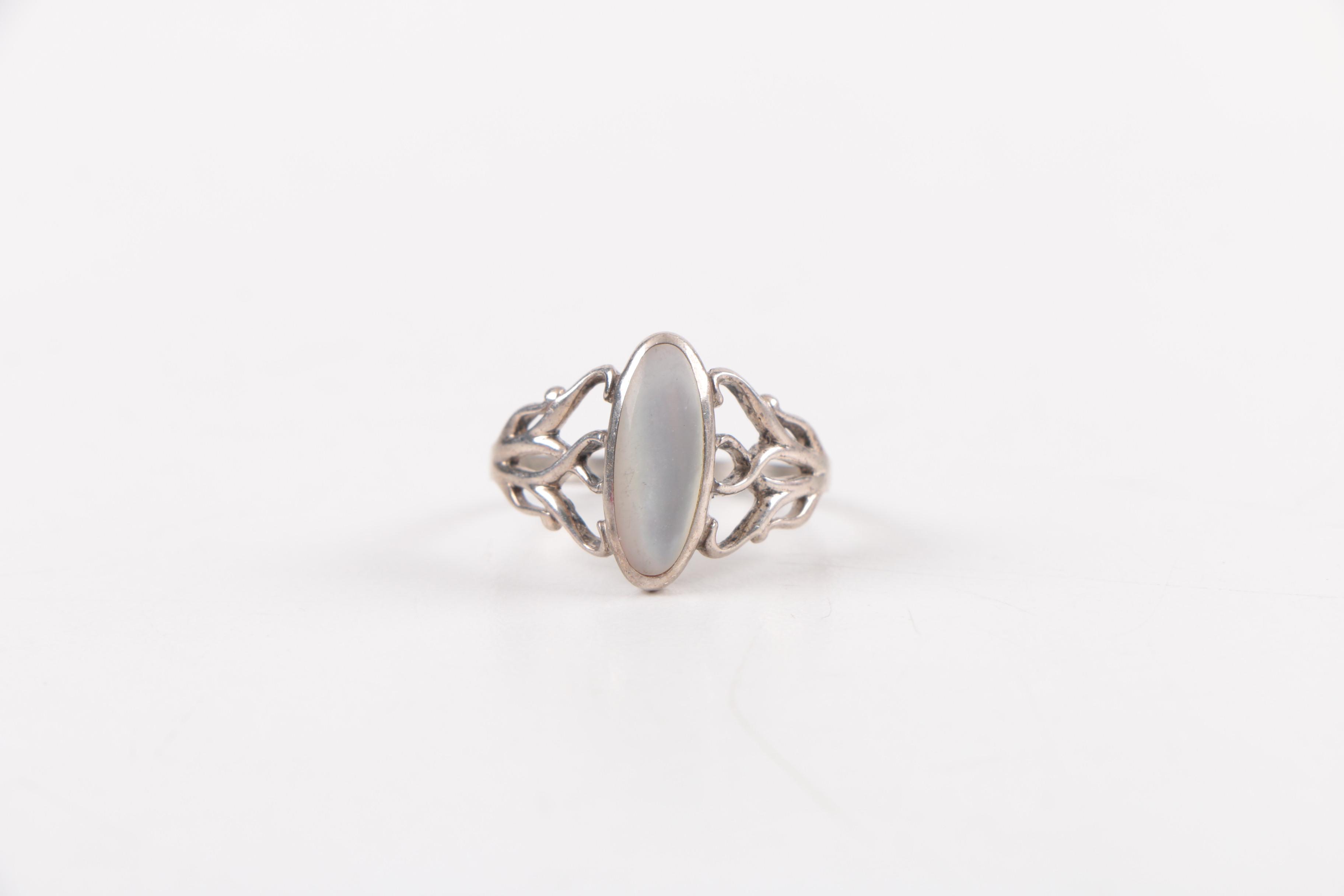 Sterling Silver Jewelry Including a Mother of Pearl Ring