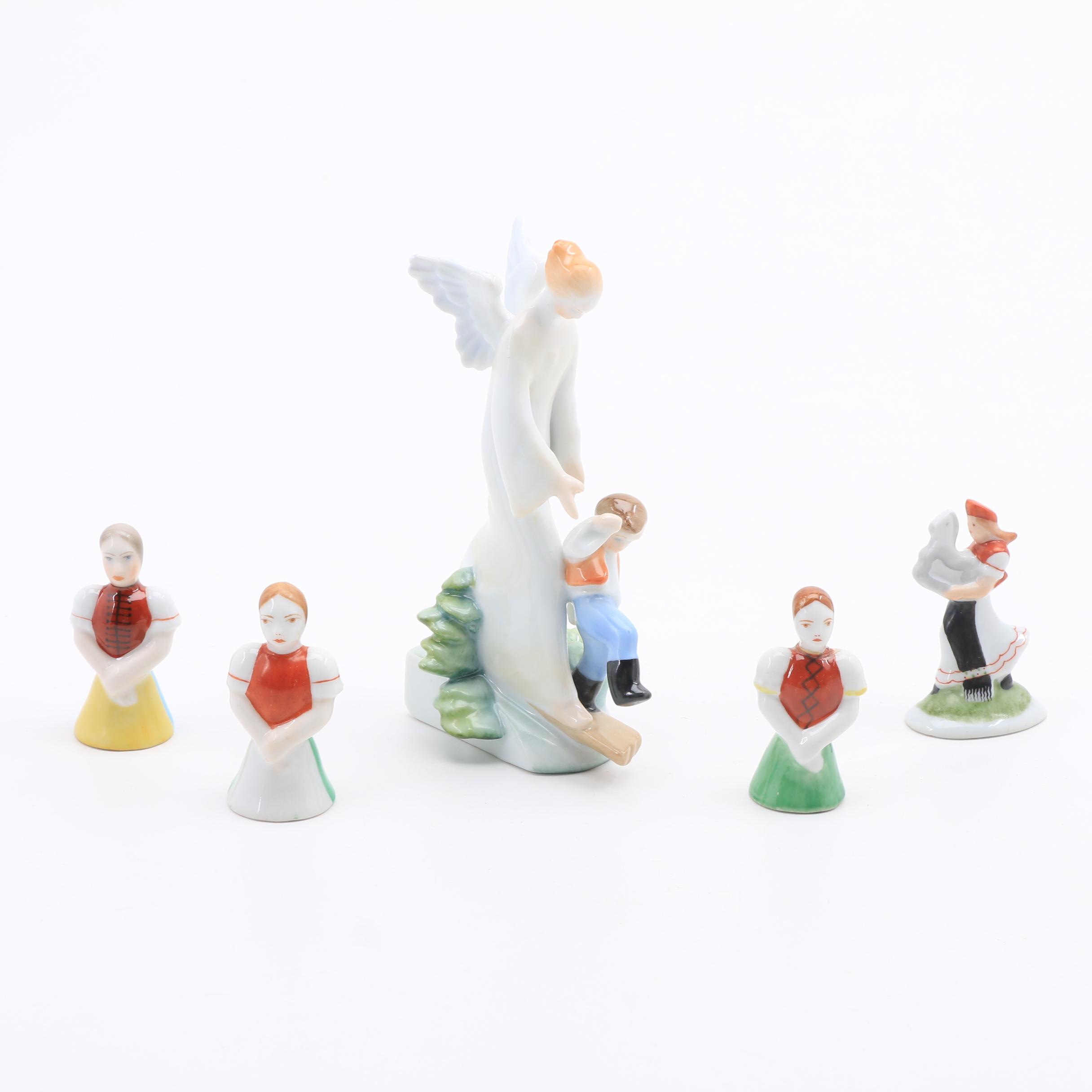Five Herend Porcelain Miniature Figurines