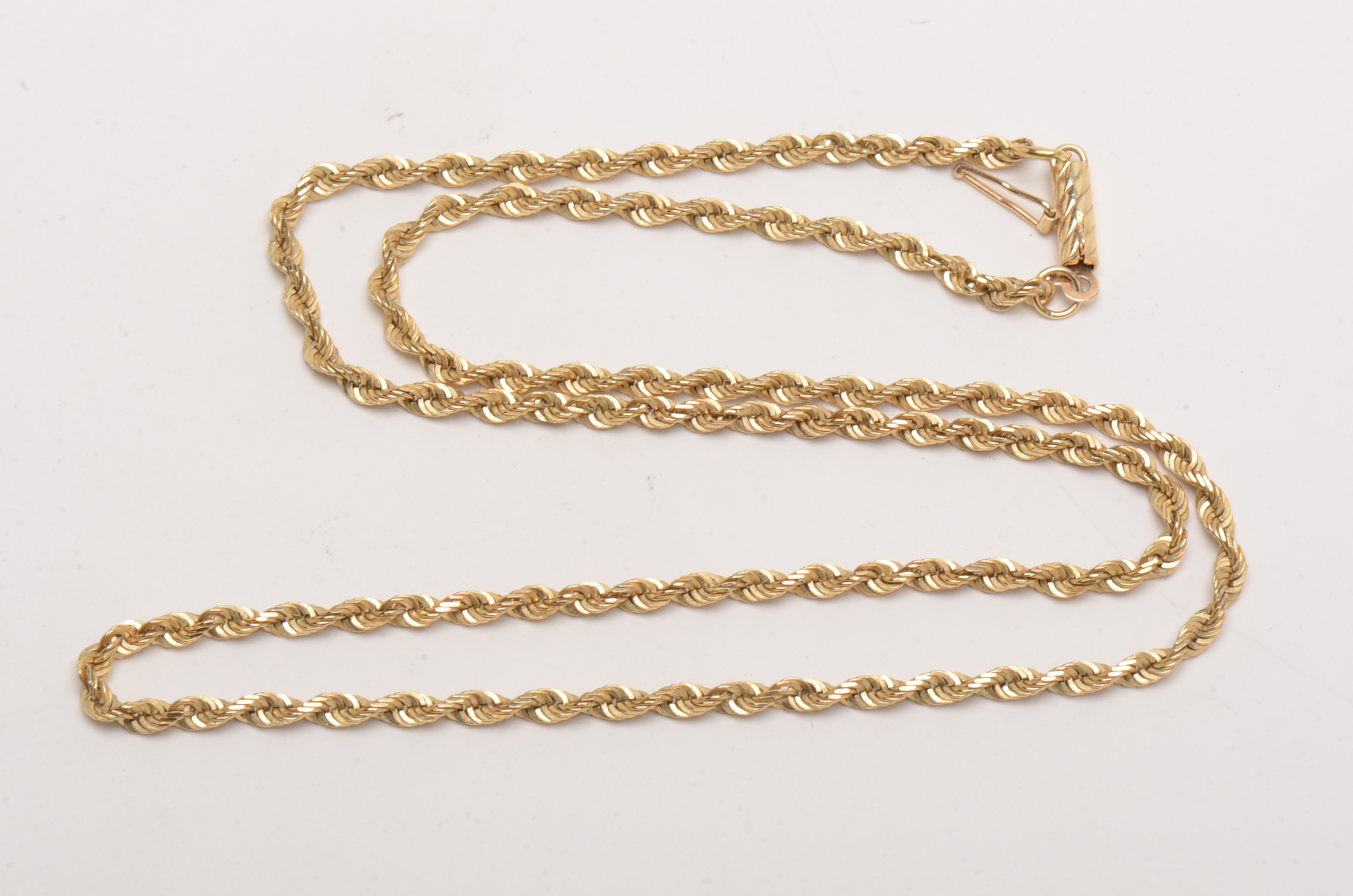 10K Yellow Gold Rope Chain Bracelet and Necklace Set