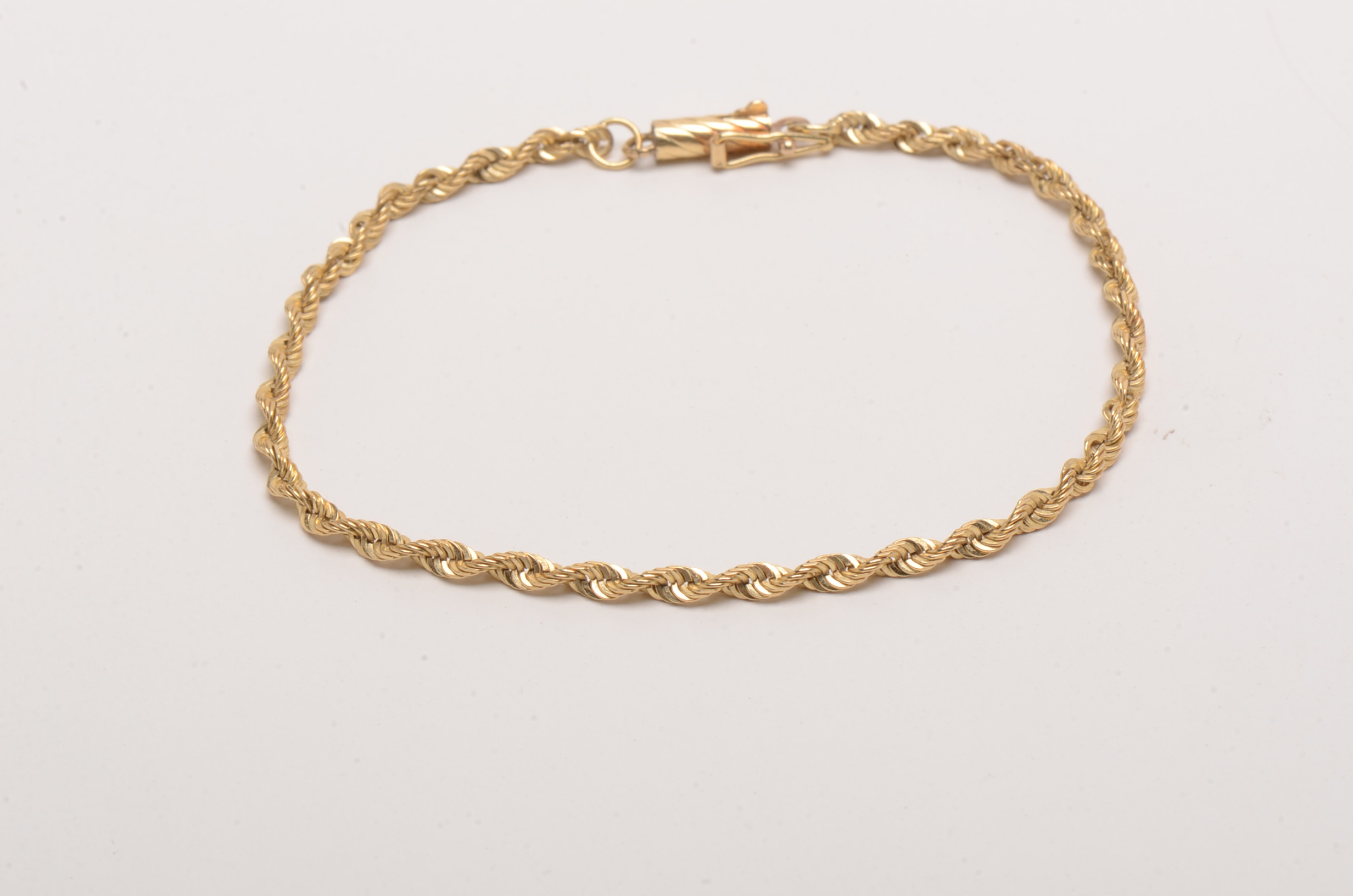 10K Yellow Gold Rope Chain Bracelet and Necklace Set
