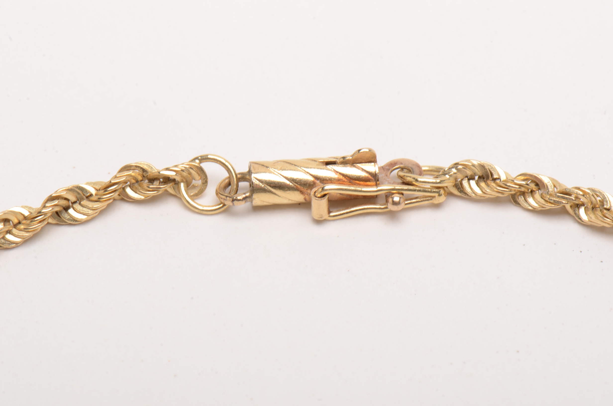 10K Yellow Gold Rope Chain Bracelet and Necklace Set