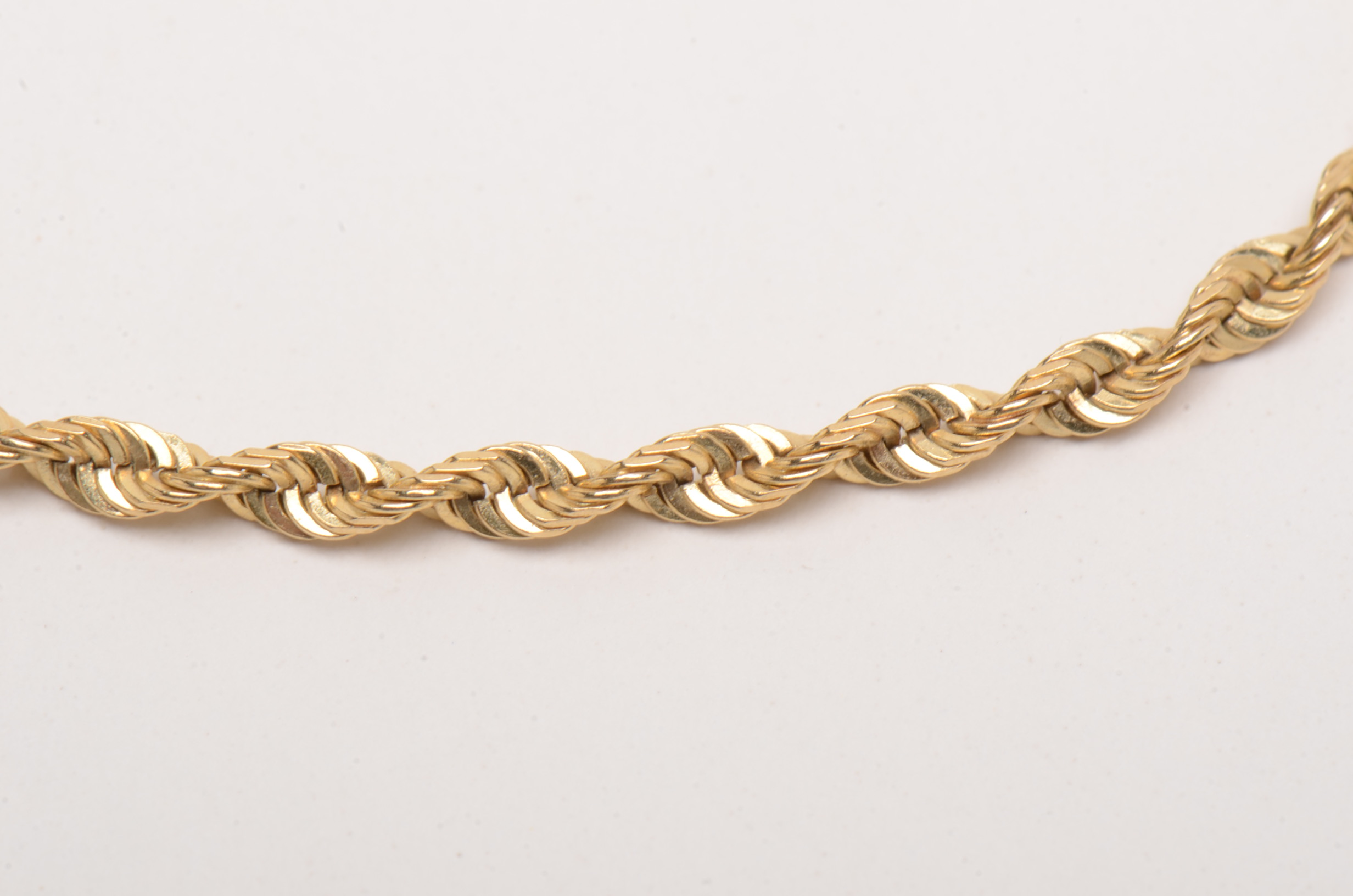 10K Yellow Gold Rope Chain Bracelet and Necklace Set