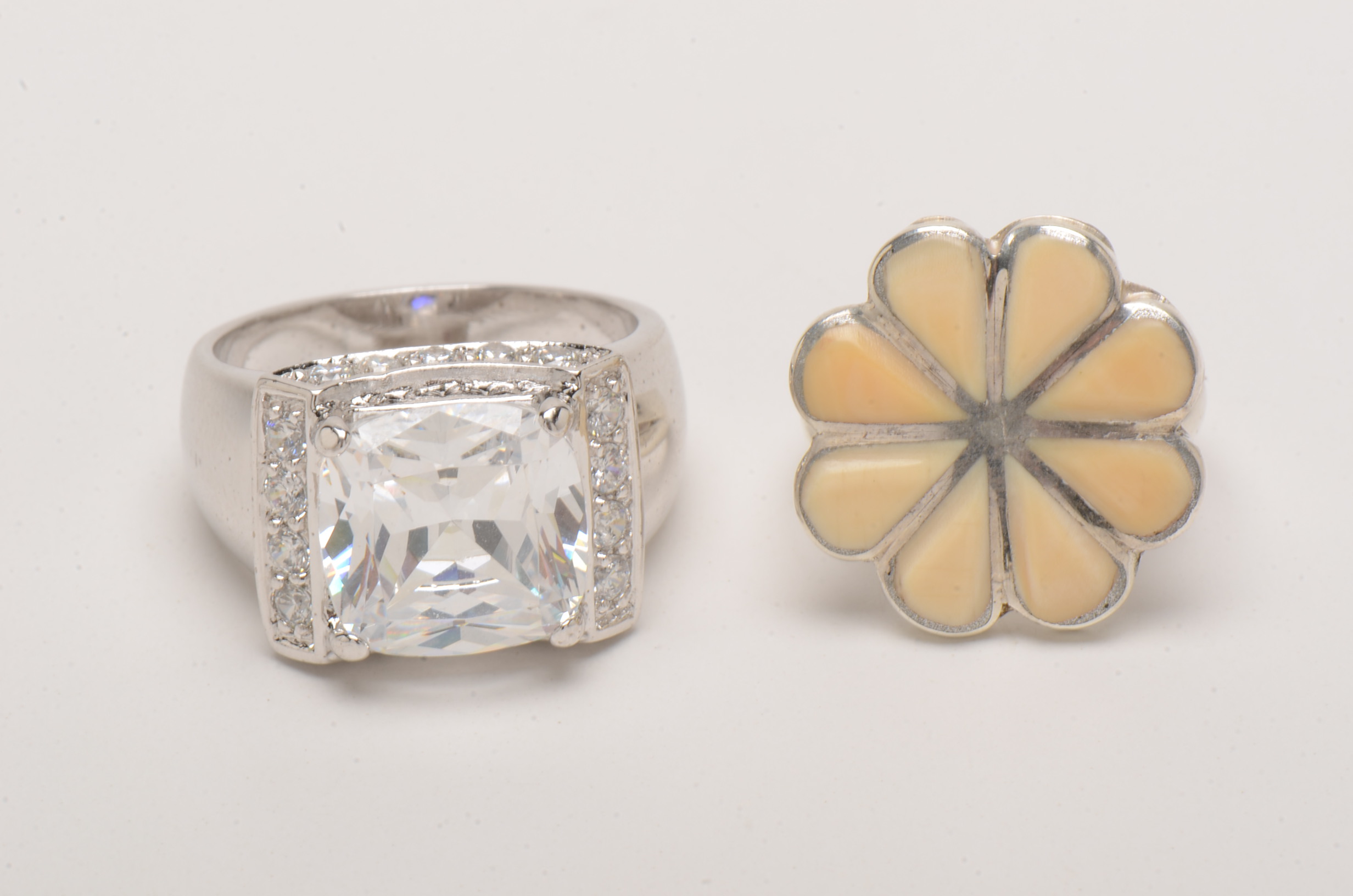 Assortment of Costume Rings Including Sterling Silver