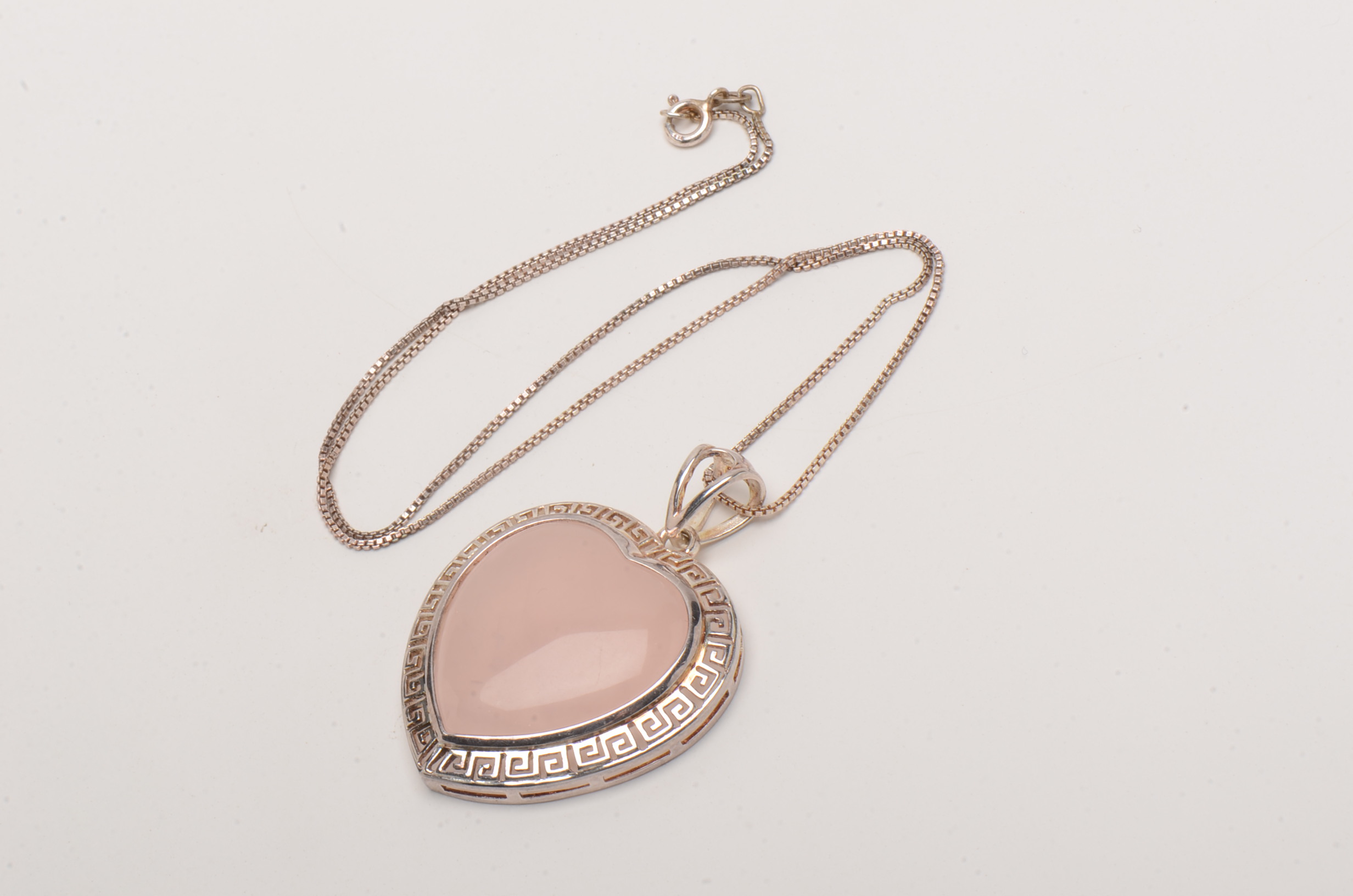 Sterling Silver and Rose Quartz Heart Necklace