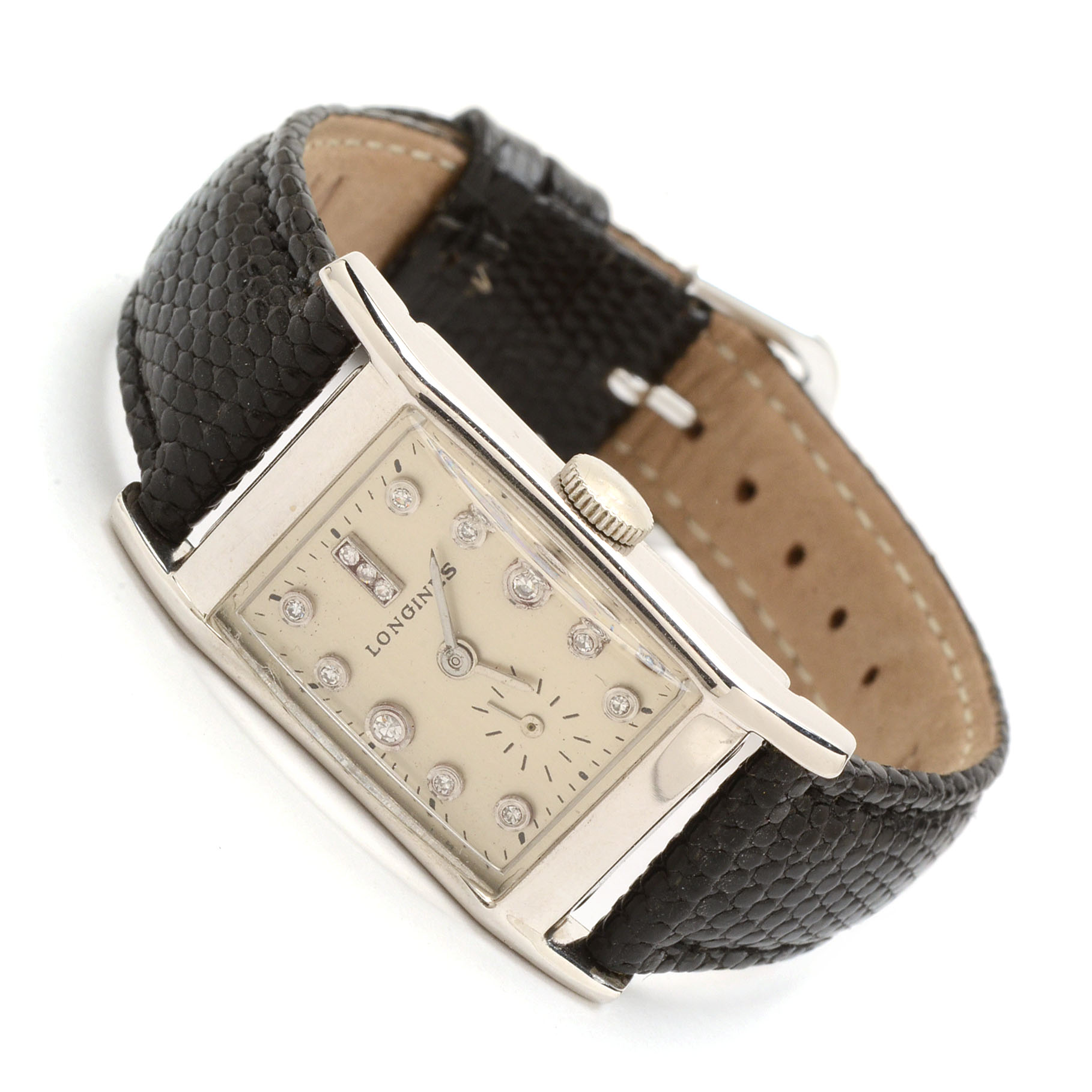 Vintage Longines 14K White Gold Diamond Watch