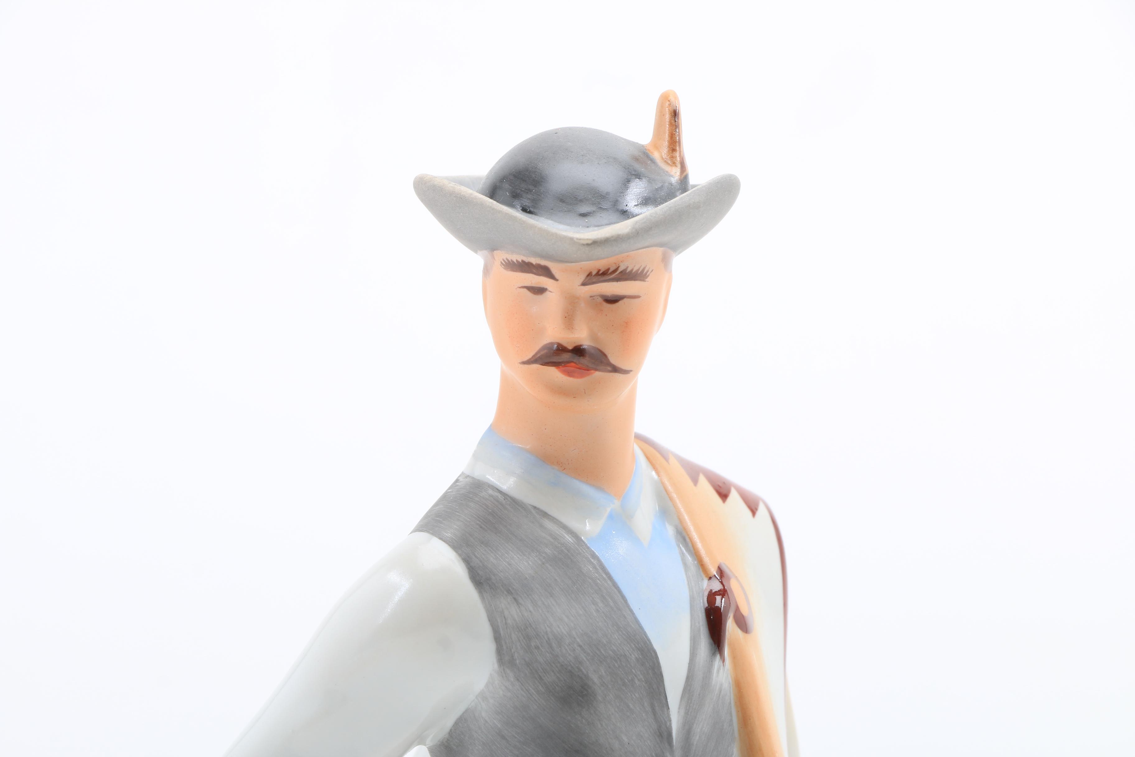 Bisque Porcelain Figural Vases and Aquincum Porcelain Figurine