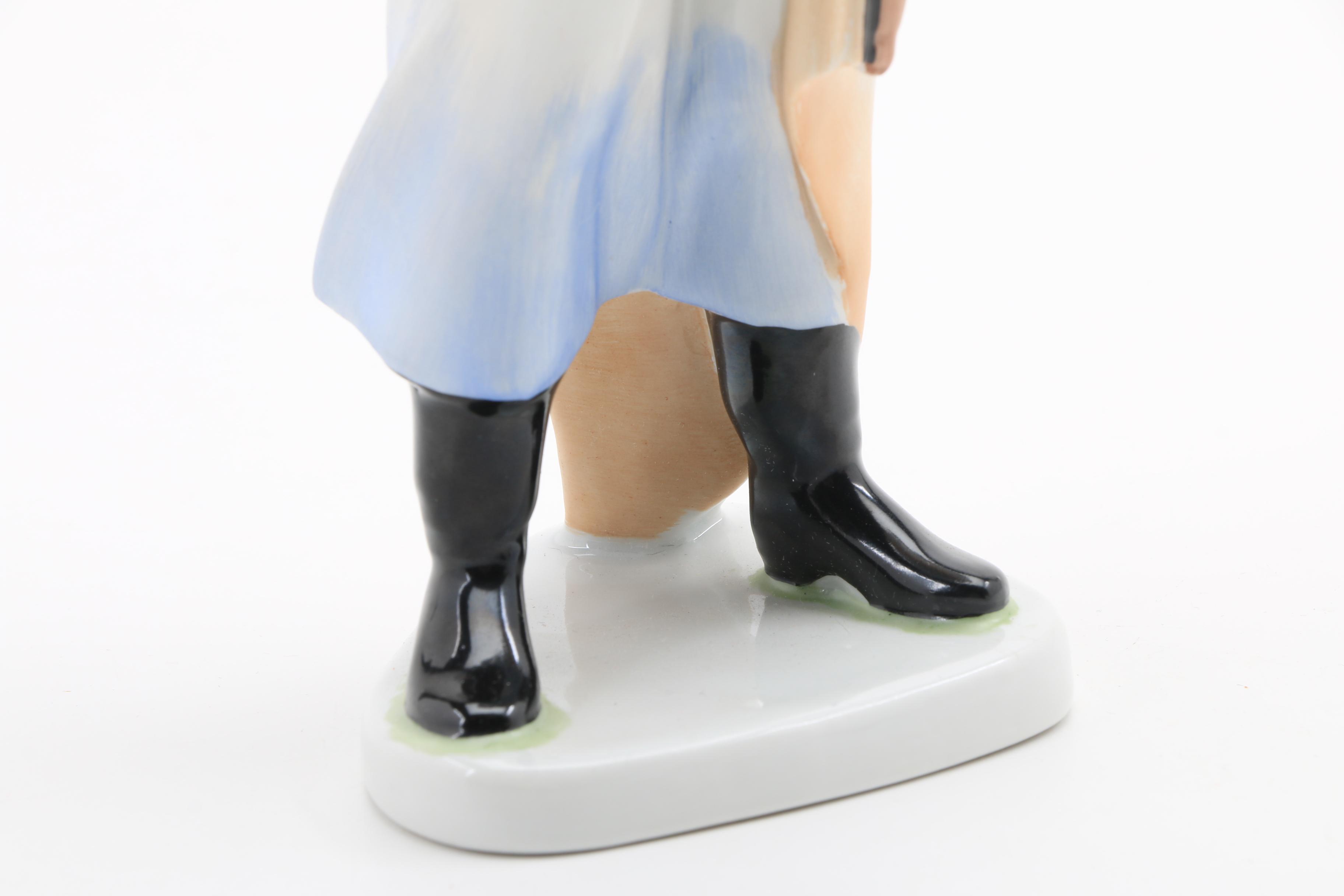 Bisque Porcelain Figural Vases and Aquincum Porcelain Figurine