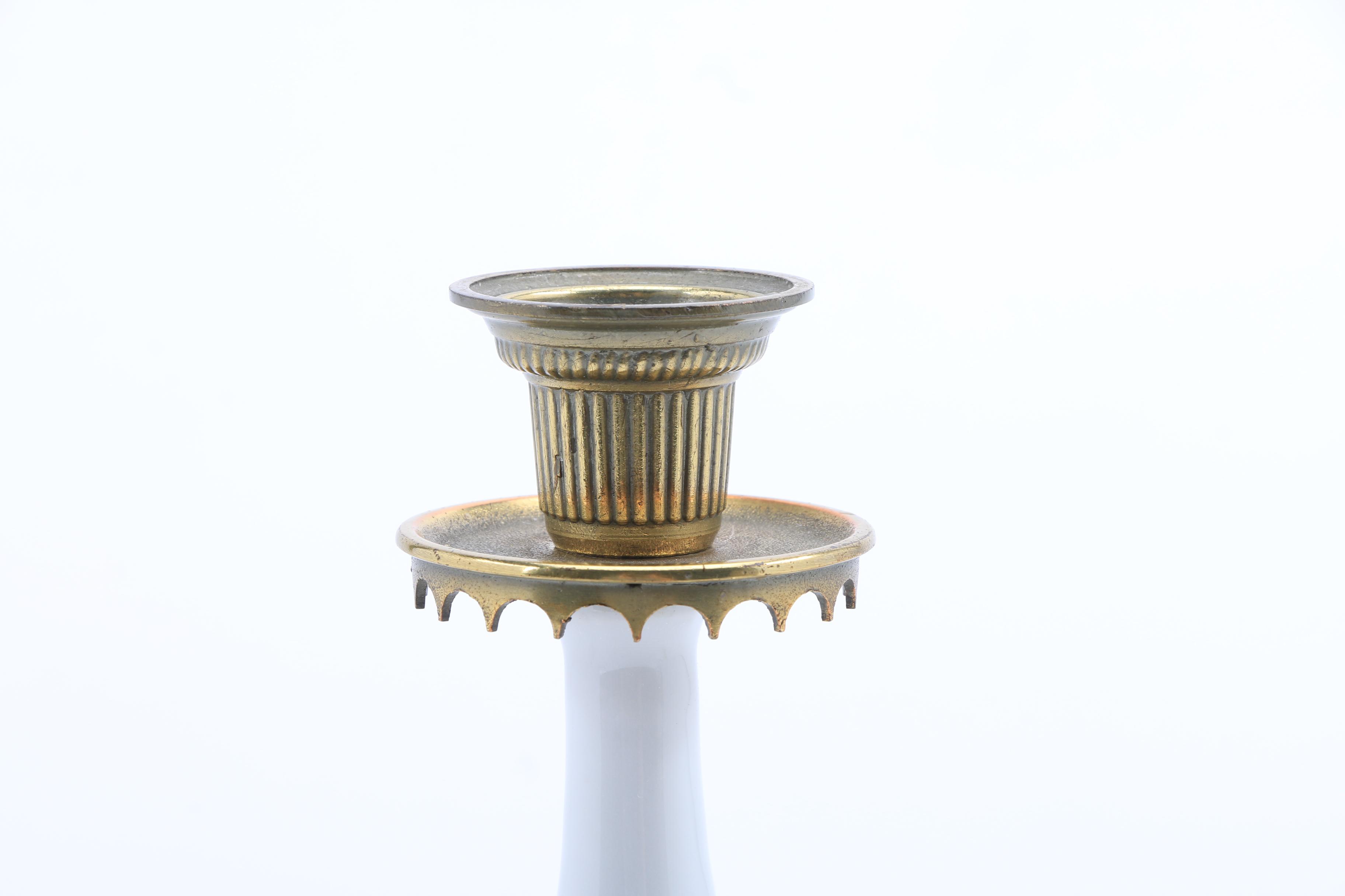 Schumann Porcelain Candlestick, Vase and Holluhaza Covered Box