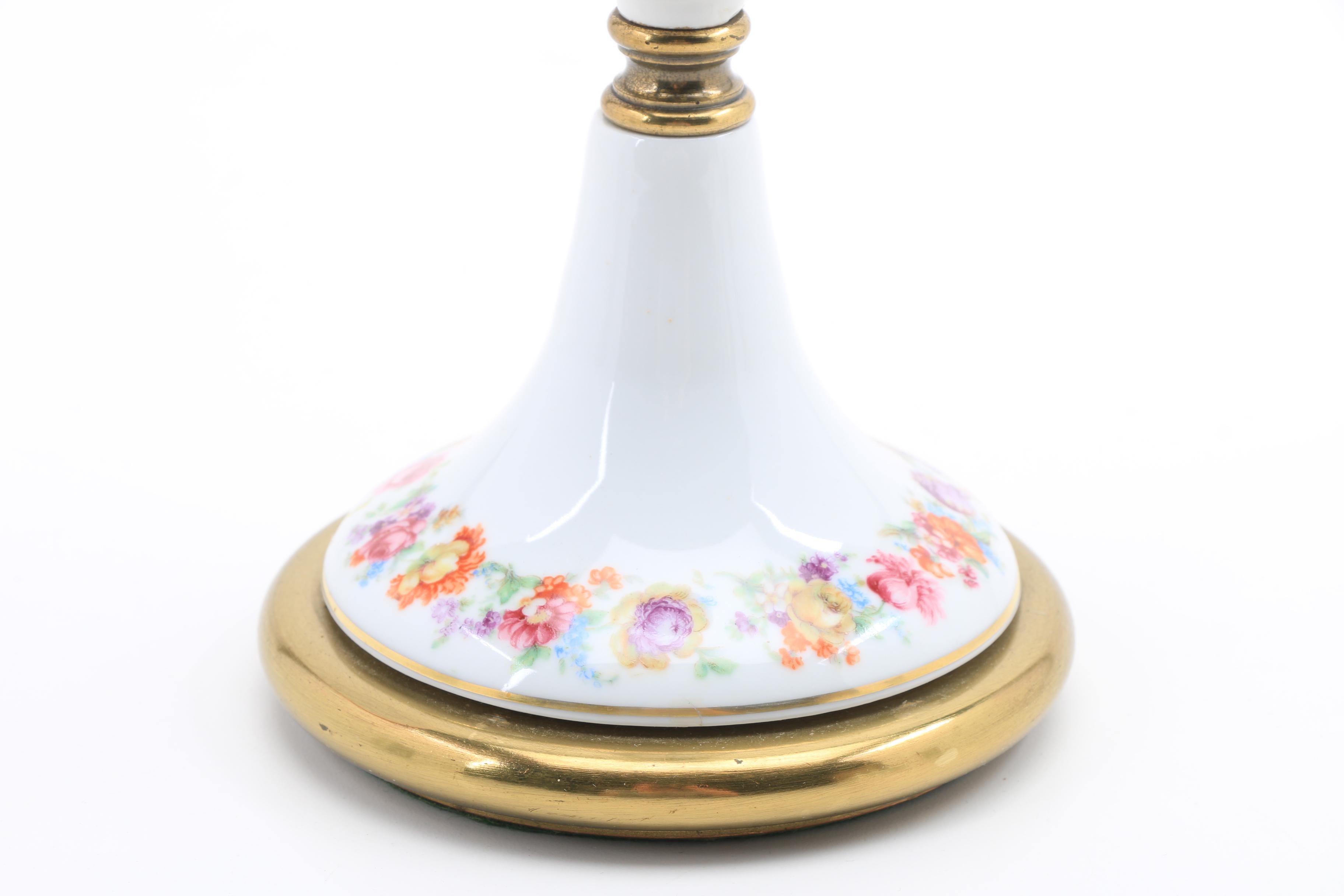 Schumann Porcelain Candlestick, Vase and Holluhaza Covered Box