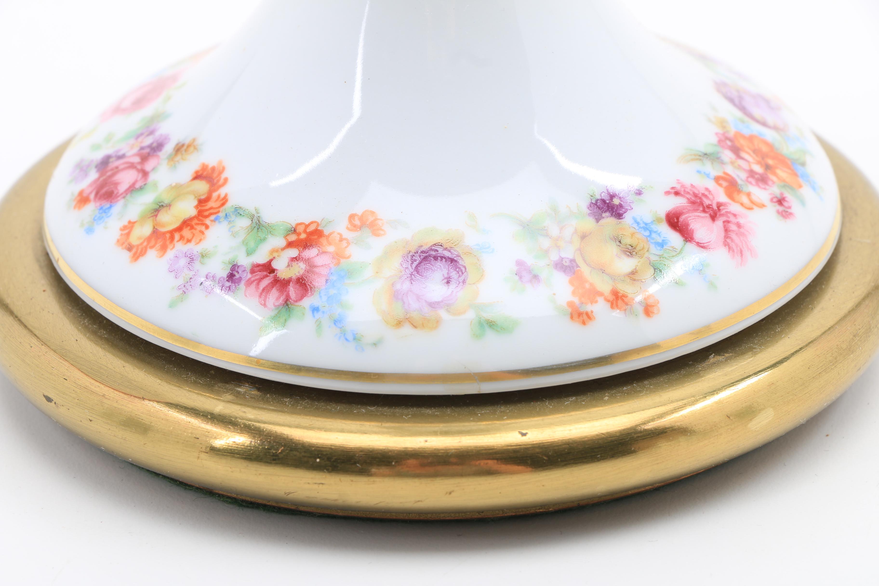 Schumann Porcelain Candlestick, Vase and Holluhaza Covered Box