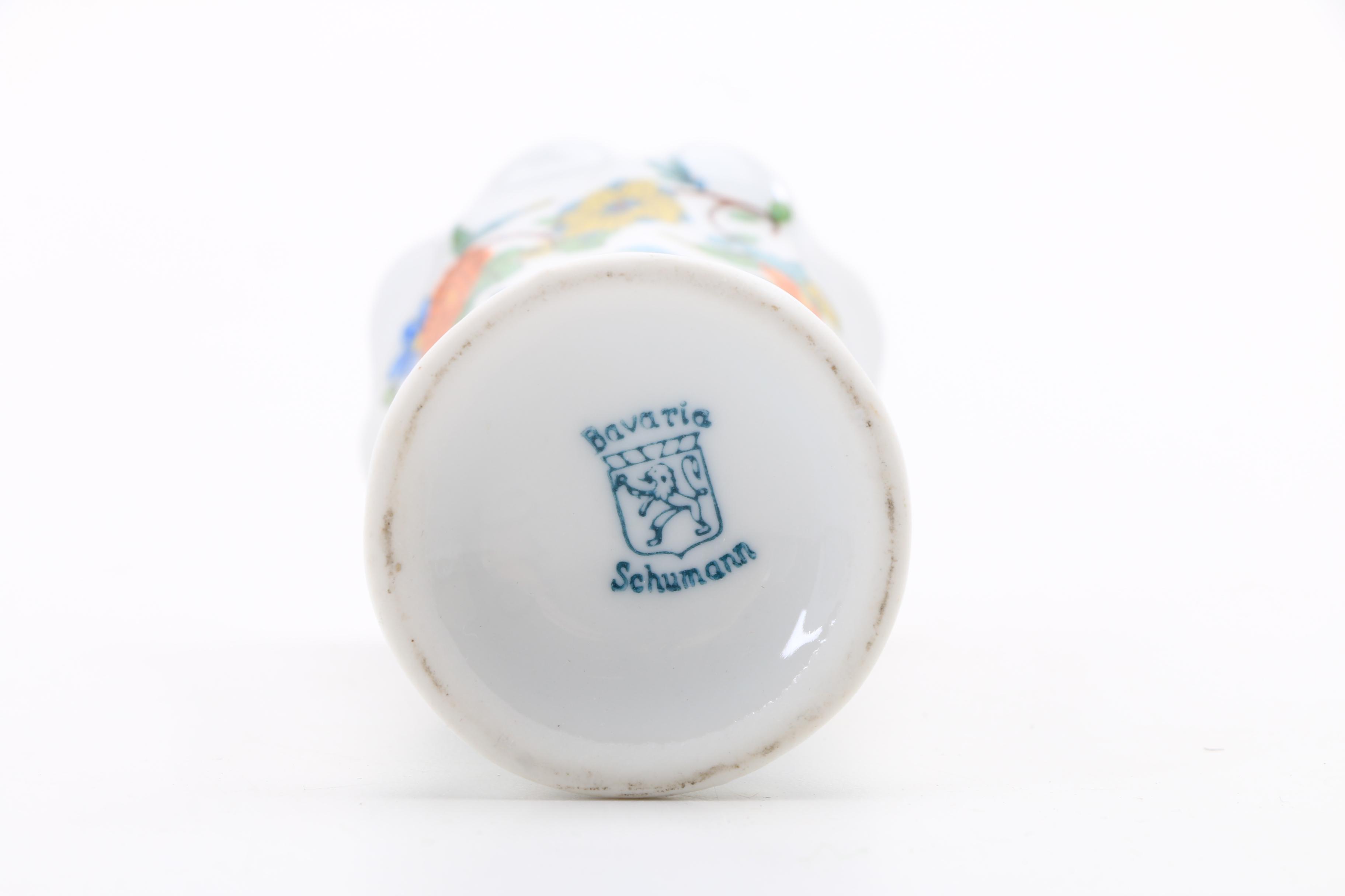 Schumann Porcelain Candlestick, Vase and Holluhaza Covered Box